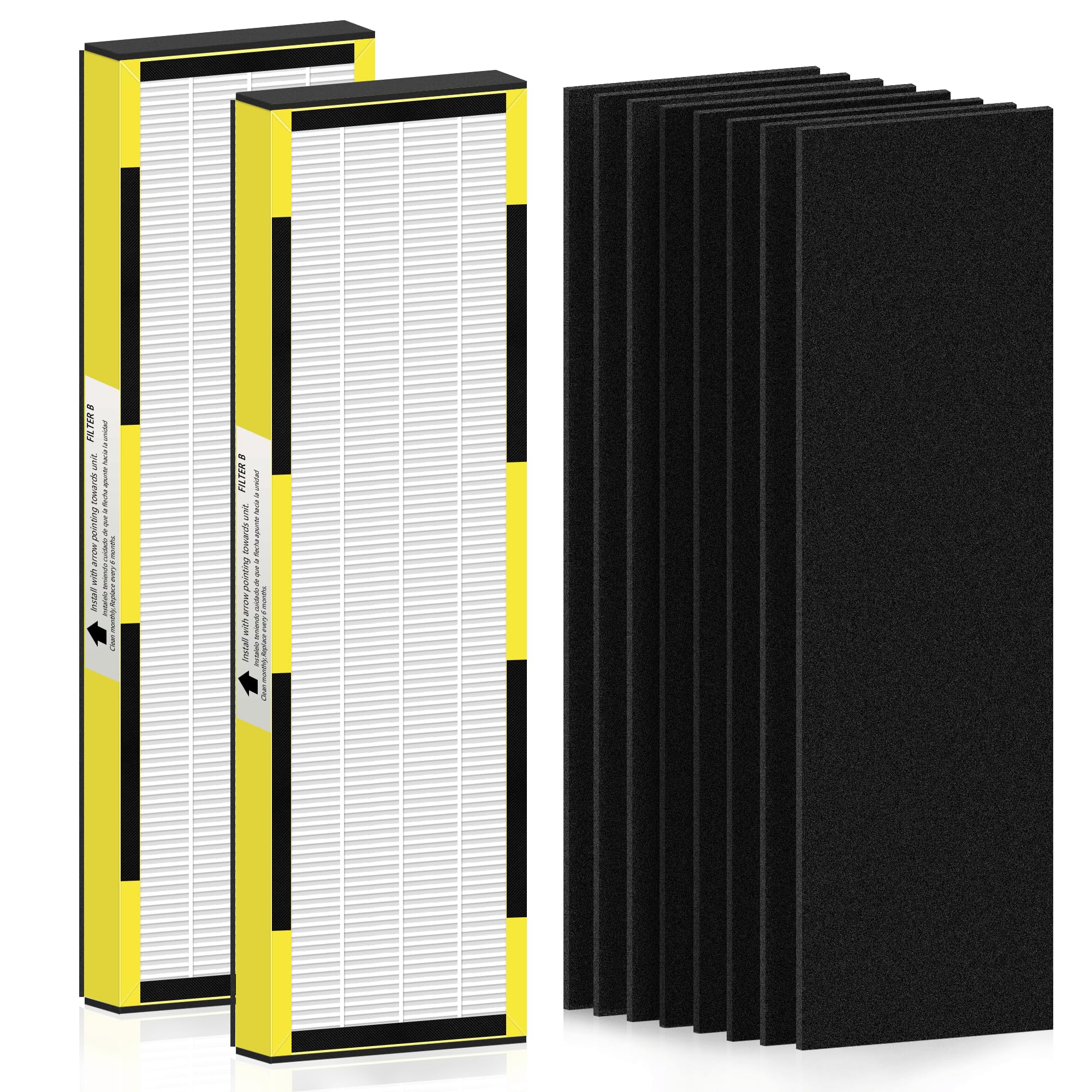 Flt4825 Hepa Filter B Replacement For Guar.Dian Air Purifier Ac4825 Ac4300 Ac4800 Ac4900 Ac4850, 2 Hepa Filter And 8 Pre Filter