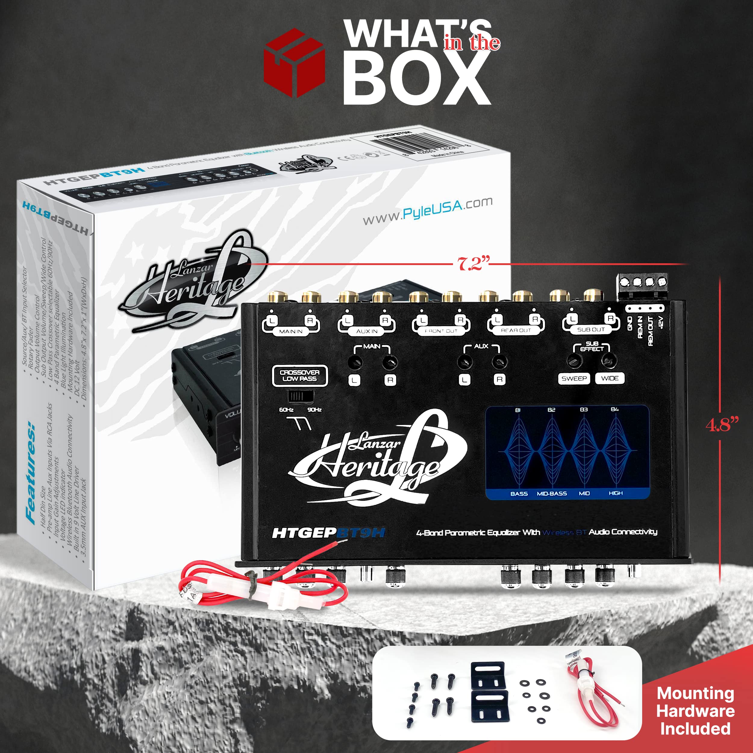 Lanzar 4 Band Parametric Equalizer   Bluetooth Wireless Audio Connectivity, Blue Light Illumination, Works With All Of Todays La