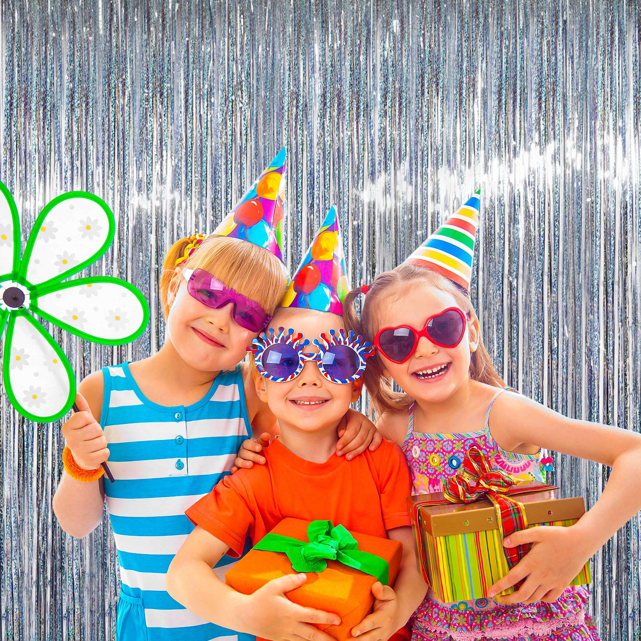 Btsd Home 10 Pack Laser Silver Foil Fringe Curtain Metallic Streamer Party Decorations Photo Booth Backdrop Door Curtains For We