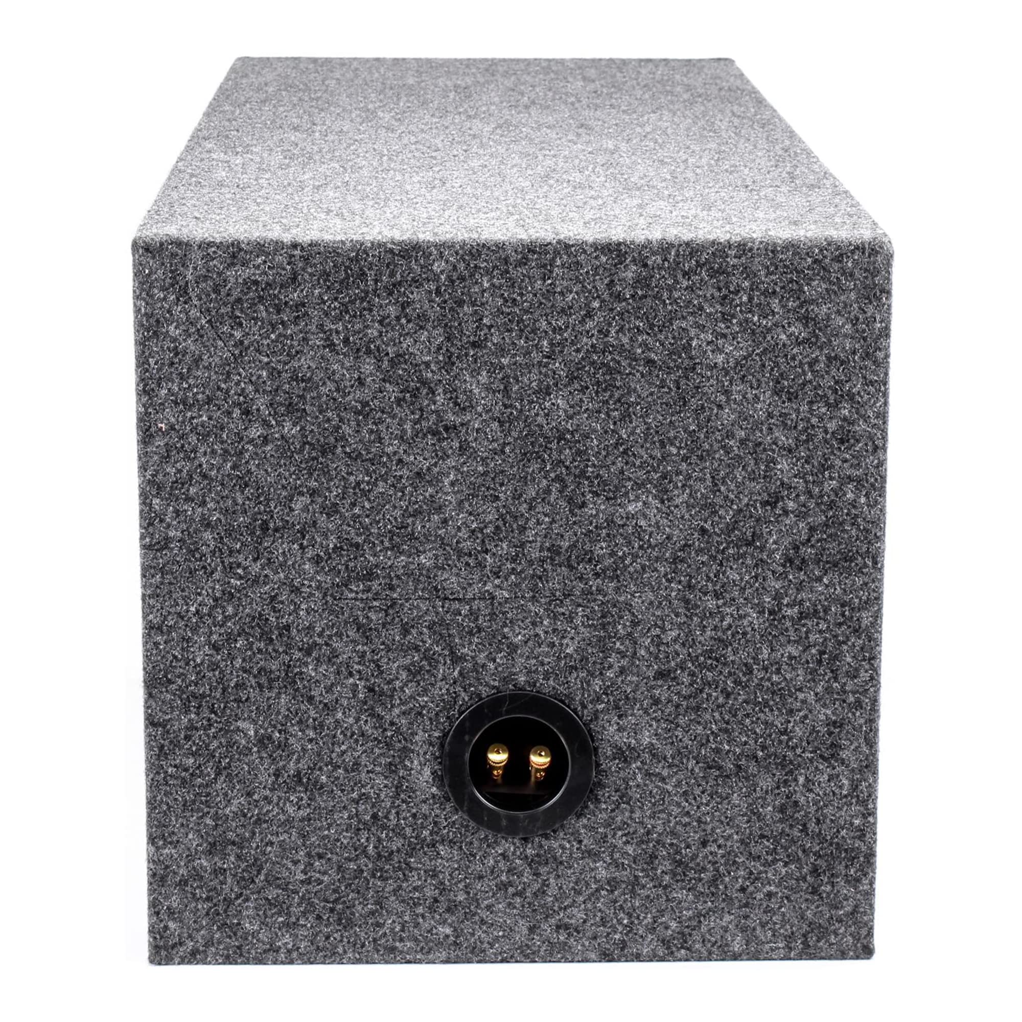 Qpower 12 Inch Heavy Duty Dual Sealed Carpet Covered Car Audio Vehicle Subwoofer Enclosure Woofer Box With Spring Loaded Terminals, Charcoal Gray