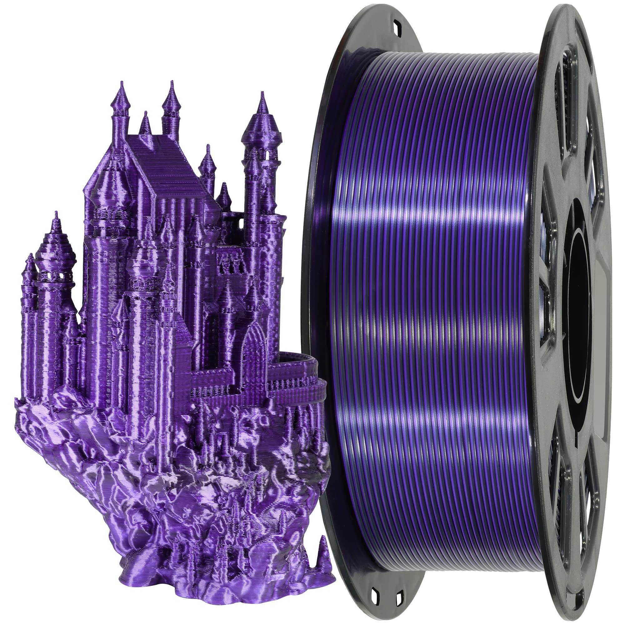 Mika3D 1.75Mm Silk Shiny Purple Black Pla Dual Color Co Extrusion 3D Filament, 2 Colors In 1 3D Filament, 1Kg 3D Printing Materi