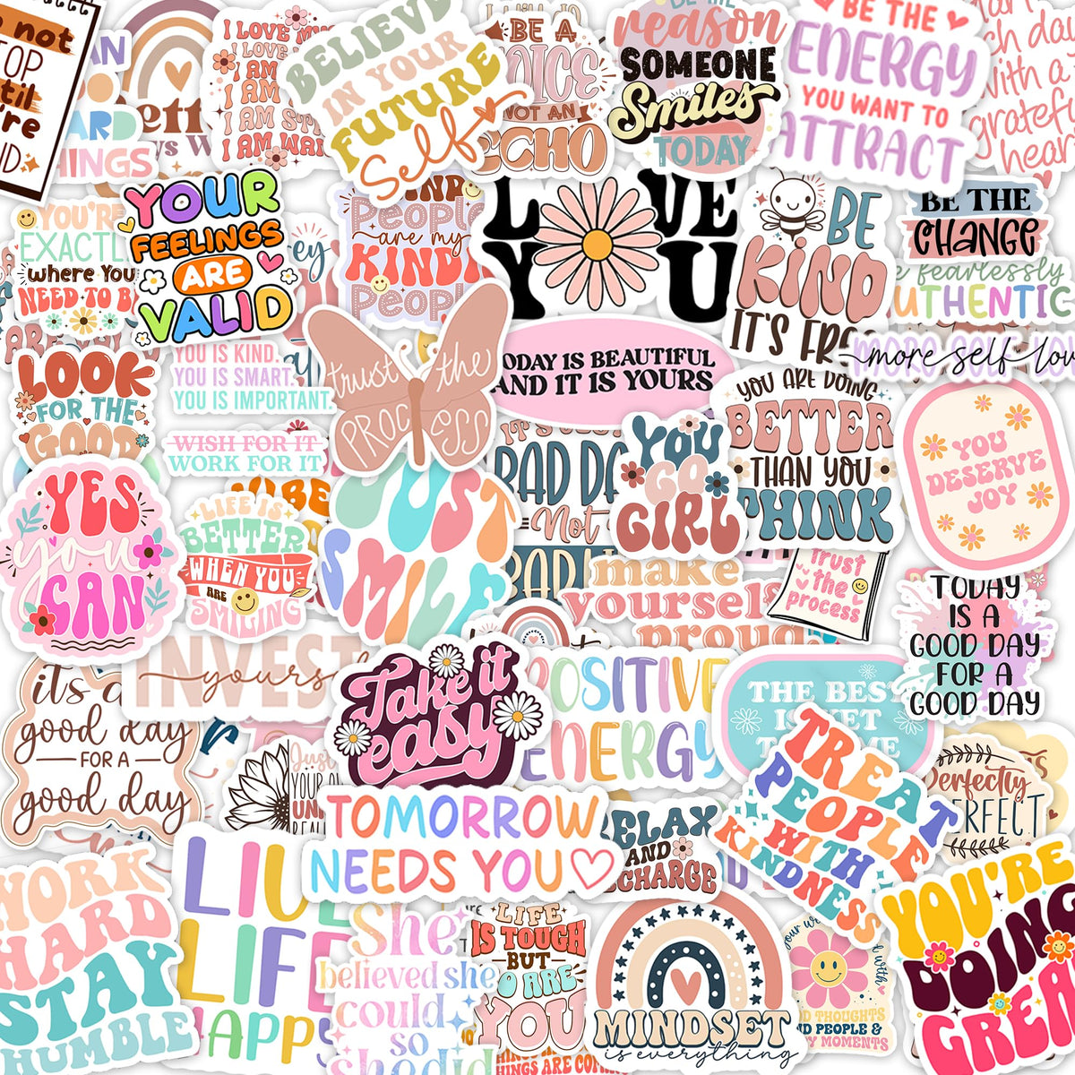 300Pcs Motivational & Affirmation Stickers   For Vision Board, Positive Inspirational Decals For Water Bottles, Laptops, Planner