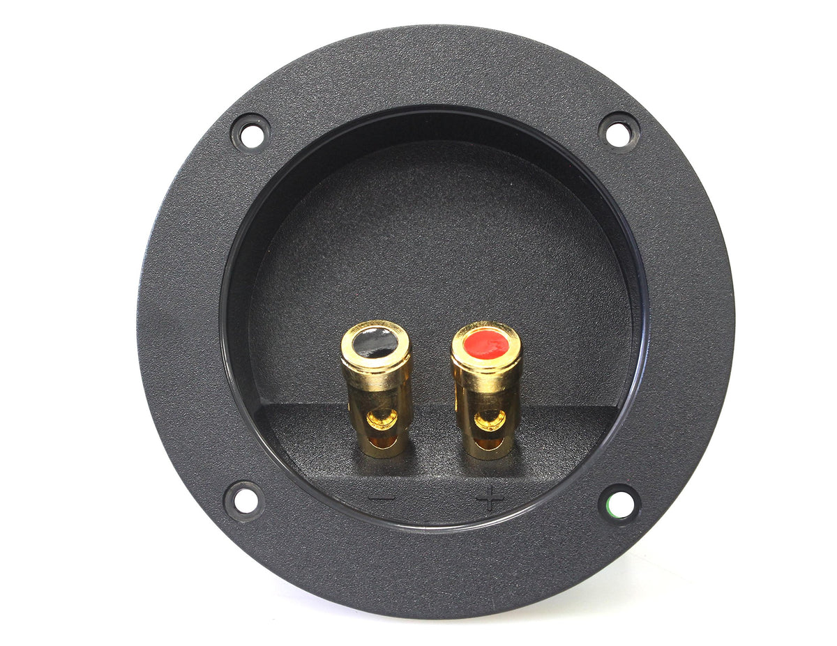 Absolute Usa Rst 450 4 Inch Round Gold Push Spring Loaded Jacks Double Binding Post Speaker Box Terminal Cup