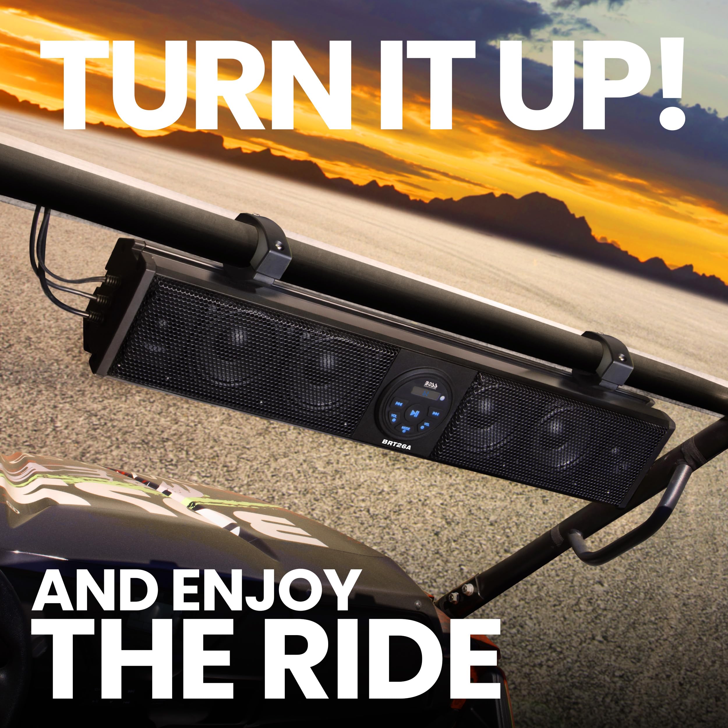 Boss Audio Systems Brt26A Atv Utv Sound Bar   26 Inch Wide, 4 Inch Speakers, 1 Inch Soft Dome Tweeters, Full Range, Ipx5 Weather