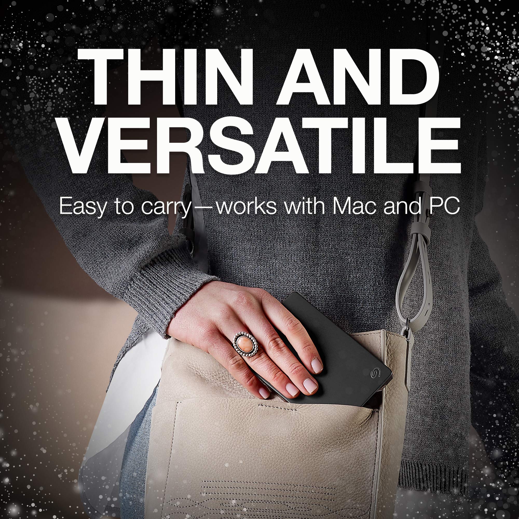 Seagate Backup Plus Slim 1TB External Hard Drive Portable HDD � Black USB 3.0 for PC Laptop and Mac, 2 Months Adobe CC Photography (STDR1000100)