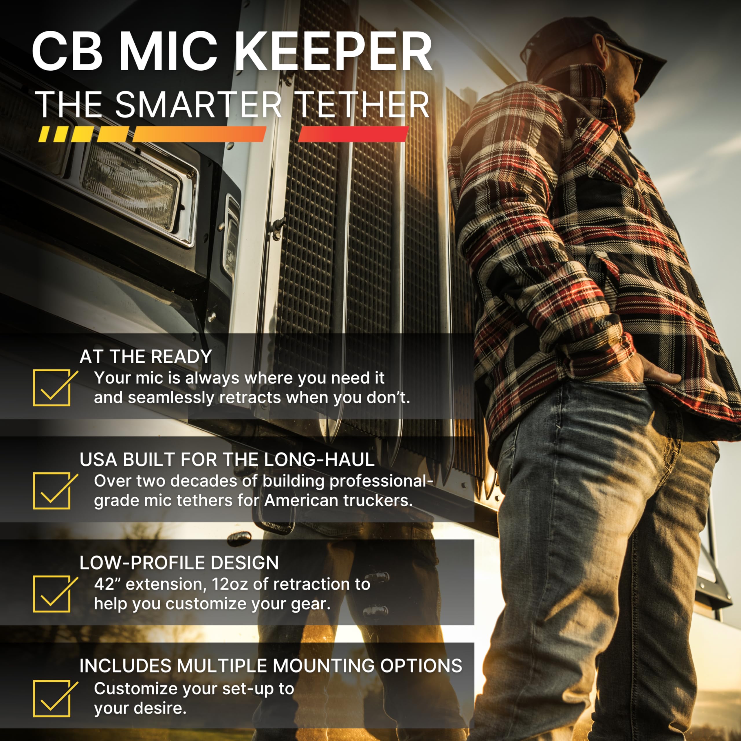 Gear Keeper Cb Radio Microphone Keeper - Retractable Mic Holder With Heavy Duty Snap Clip Mount For Truck Radio - Cb Radio Acces