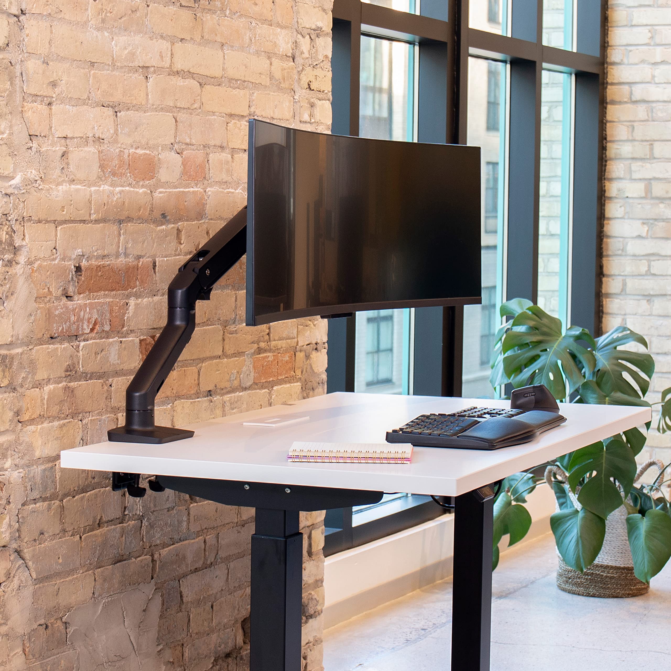 Ergotron � HX Premium Heavy Duty Monitor Arm, Single Monitor VESA Desk Mount � for Flat or Slight Curved Ultrawide Monitors Up to 49 inches, 20 to 42 lbs � Standard Pivot, Matte Black