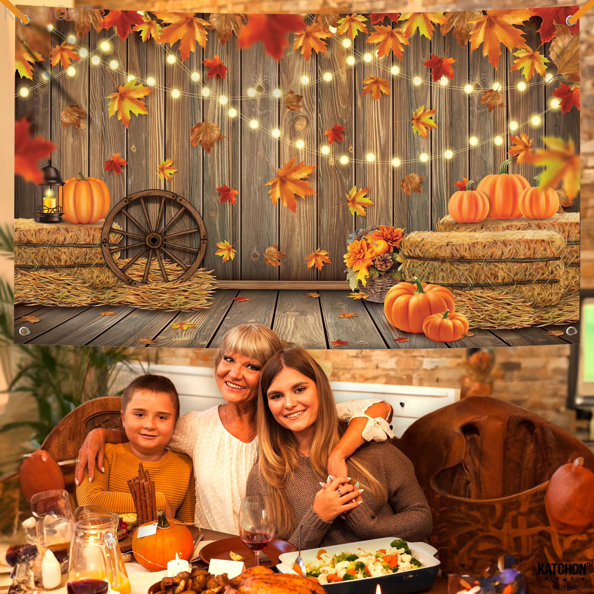 Katchon, Thanksgiving Banner   Xtralarge, 72X44 Inch | Fall Decorations For Home | Autumn Photo Backdrop, Thanksgiving Decoratio