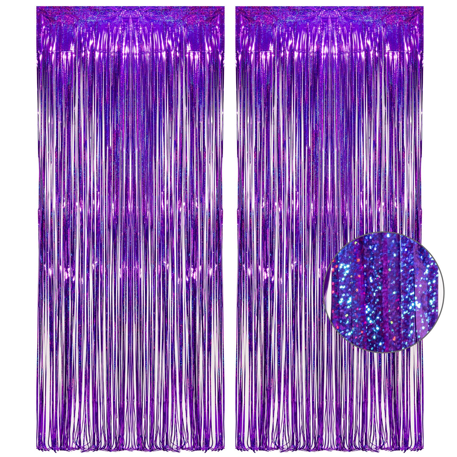 Purple Tinsel Curtain Party Backdrop   Greatril Foil Fringe Curtain Party Photo Booth Streamers For Mermaid Euphoria Themed Part