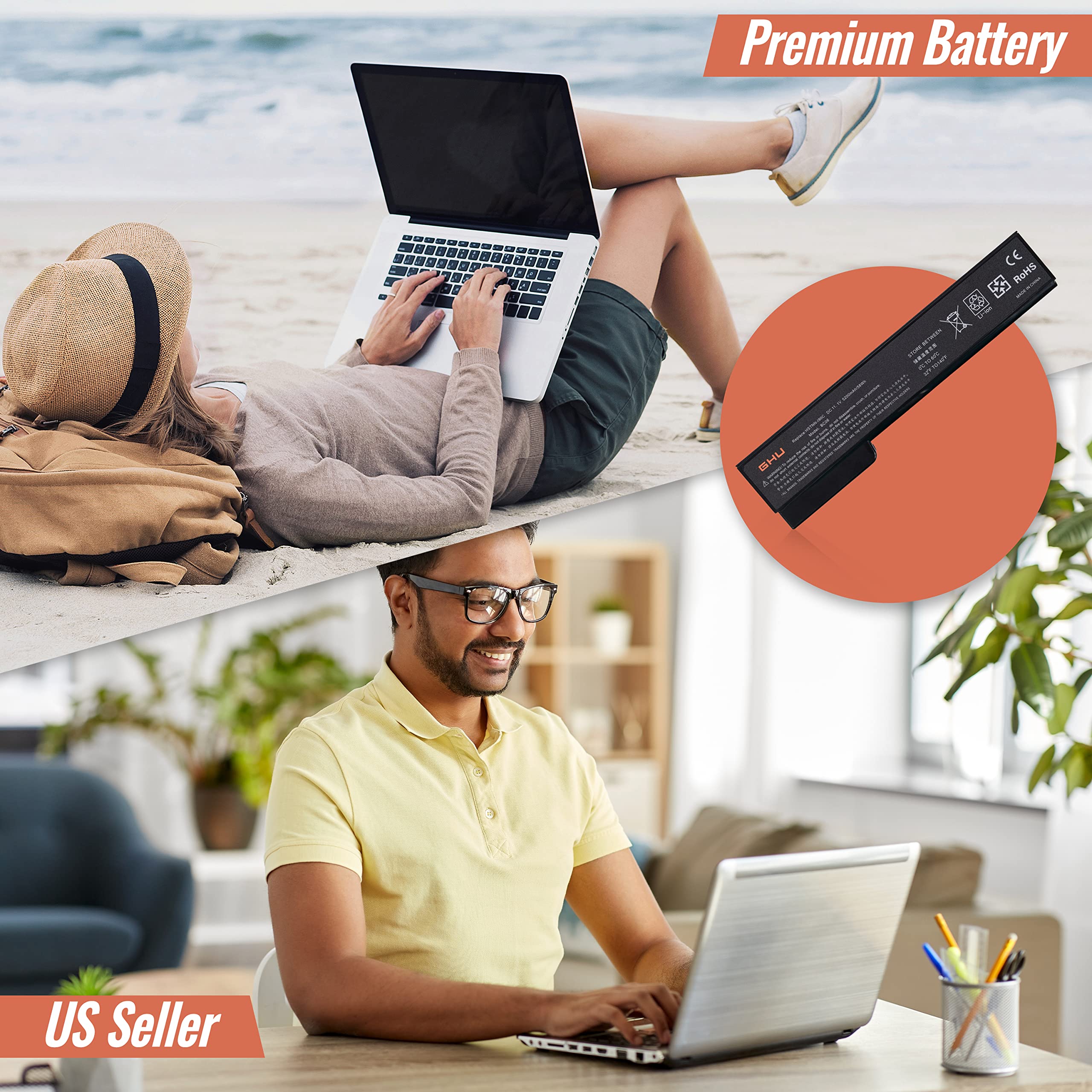 Ghu New Battery Cc06 Compatible With Hp Probook Battery Cc09 6360B 6460B 6470B 6465B 6565B 8460P 8470P 8475B 6560B Hstnn F08C Hs