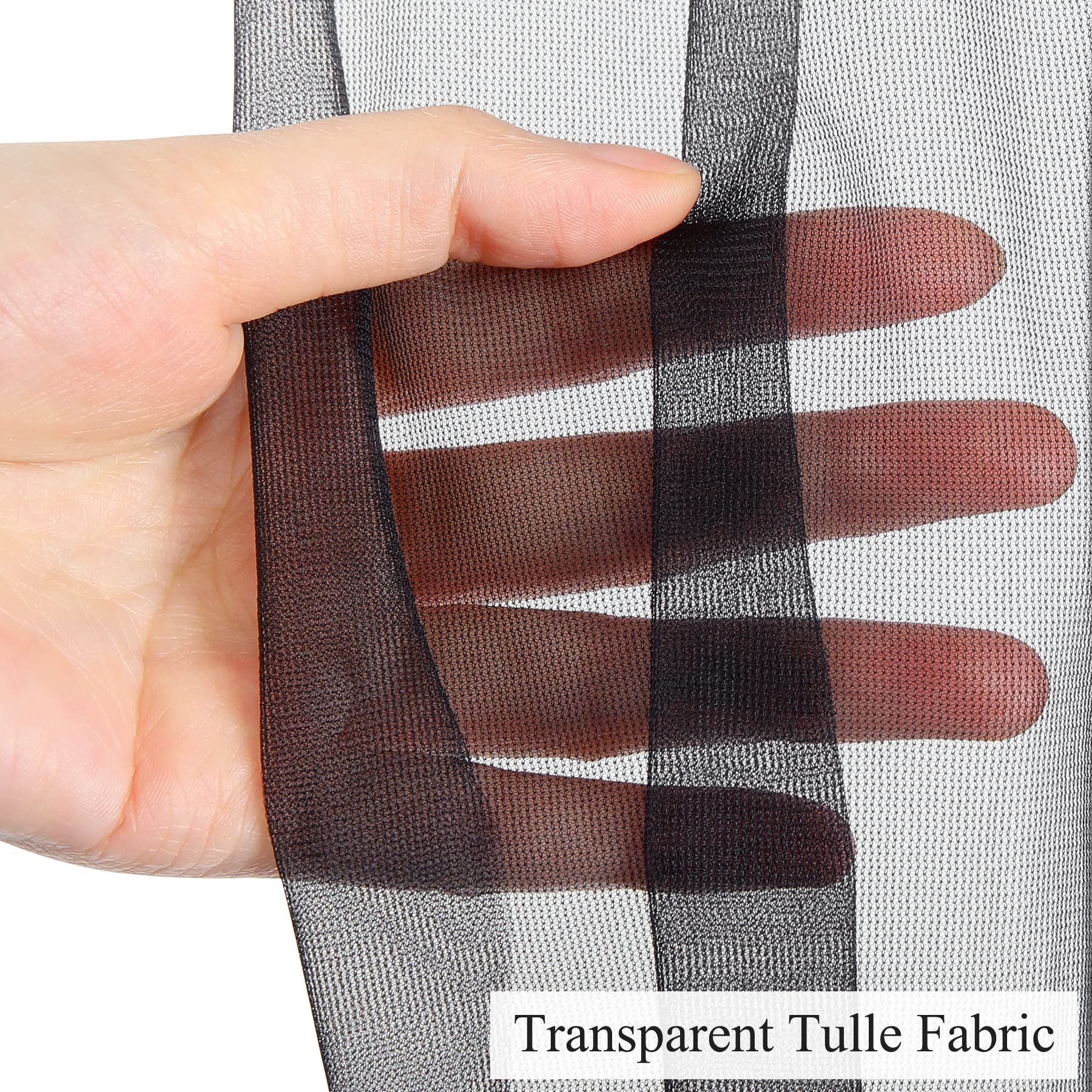 Wish Care 10X10Ft Sheer Black Backdrop Curtains For Parties, Tulle Wedding Arch Draping Fabric Photo Background For Birthday Par