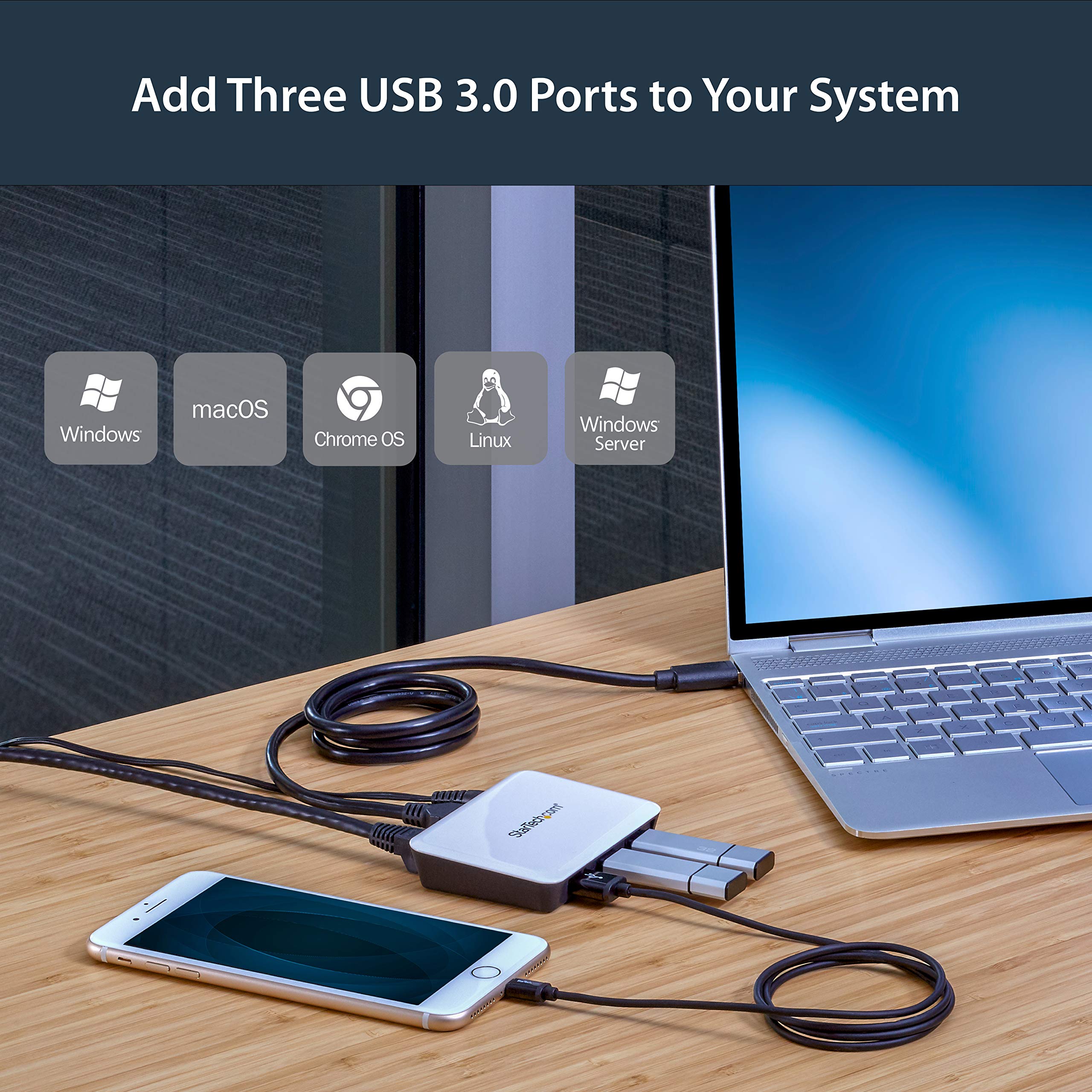 Startech.Com Usb 3.0 To Gigabit Ethernet Nic Network Adapter With 3 Port Hub   White   Usb 3 Ethernet Adapter   Usb Charging Hub