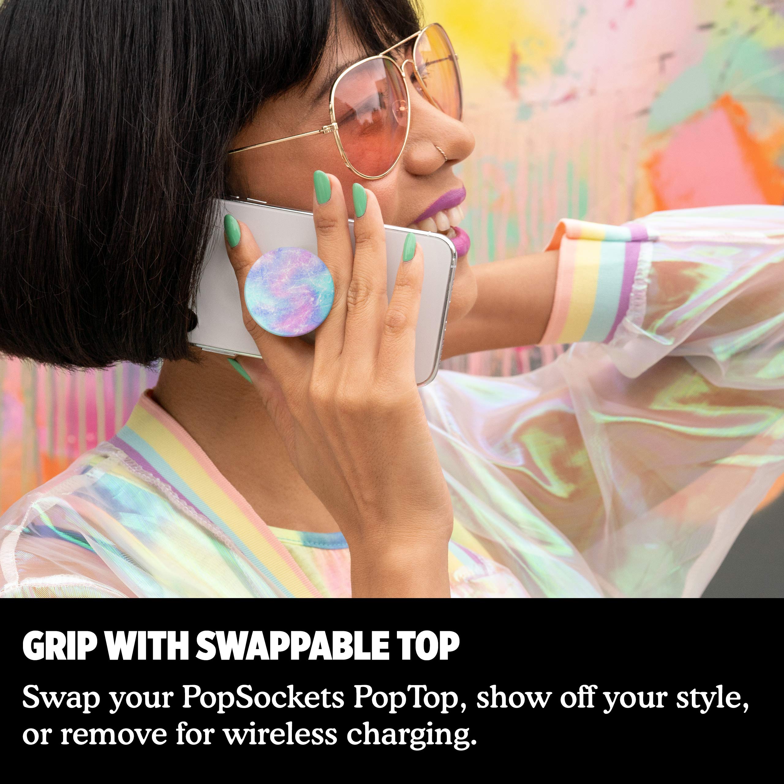 Popsockets Phone Grip With Expanding Kickstand, Marble Popgrip   Opal Glow