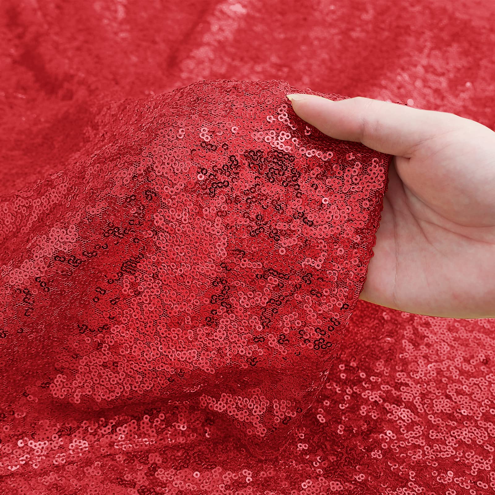 Sugargirl Red Sequin Backdrop Curtain 4 Panels 2Ftx8Ft Glitter Red Background Drapes Sparkle Photography Backdrop For Party Wedd