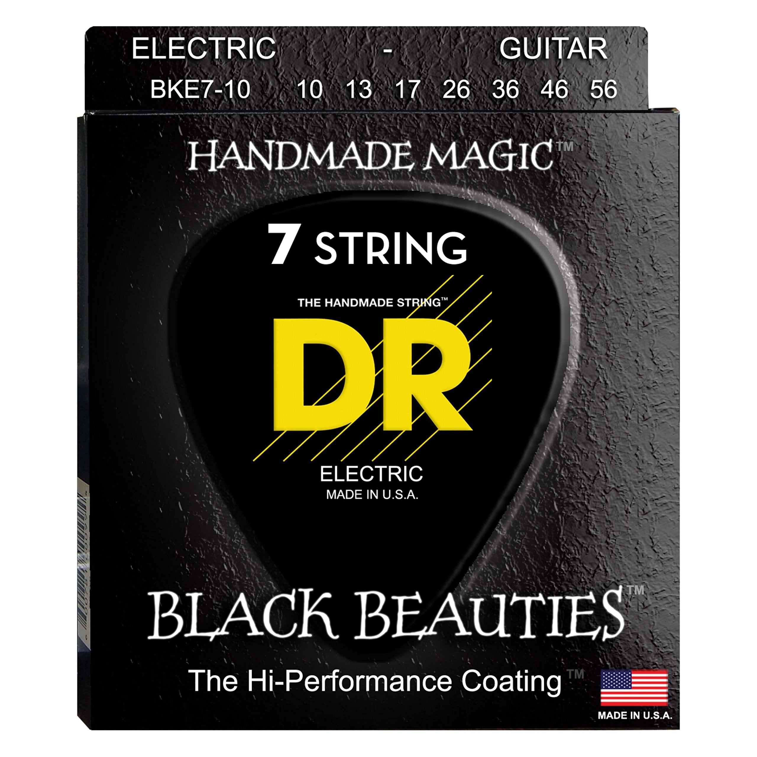 Dr Strings Bke7 10 Black Beauties Electric Guitar Strings, Medium 7 String, 10 56
