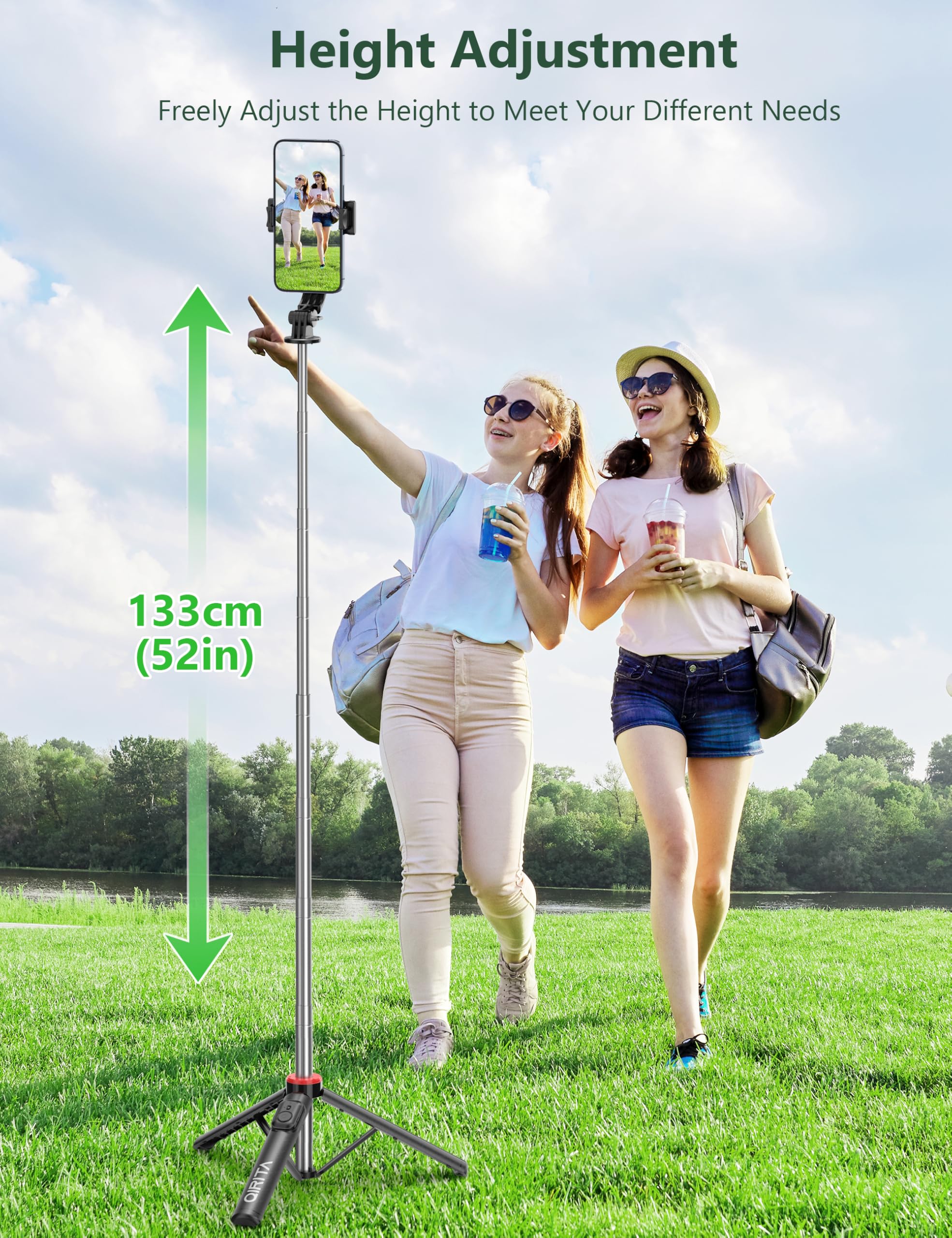 52 Selfie Stick Tripod With Remote, 3 In 1 Portable Phone Tripod Stand With Holder, Group Selfies/Live Streaming/Video Recording