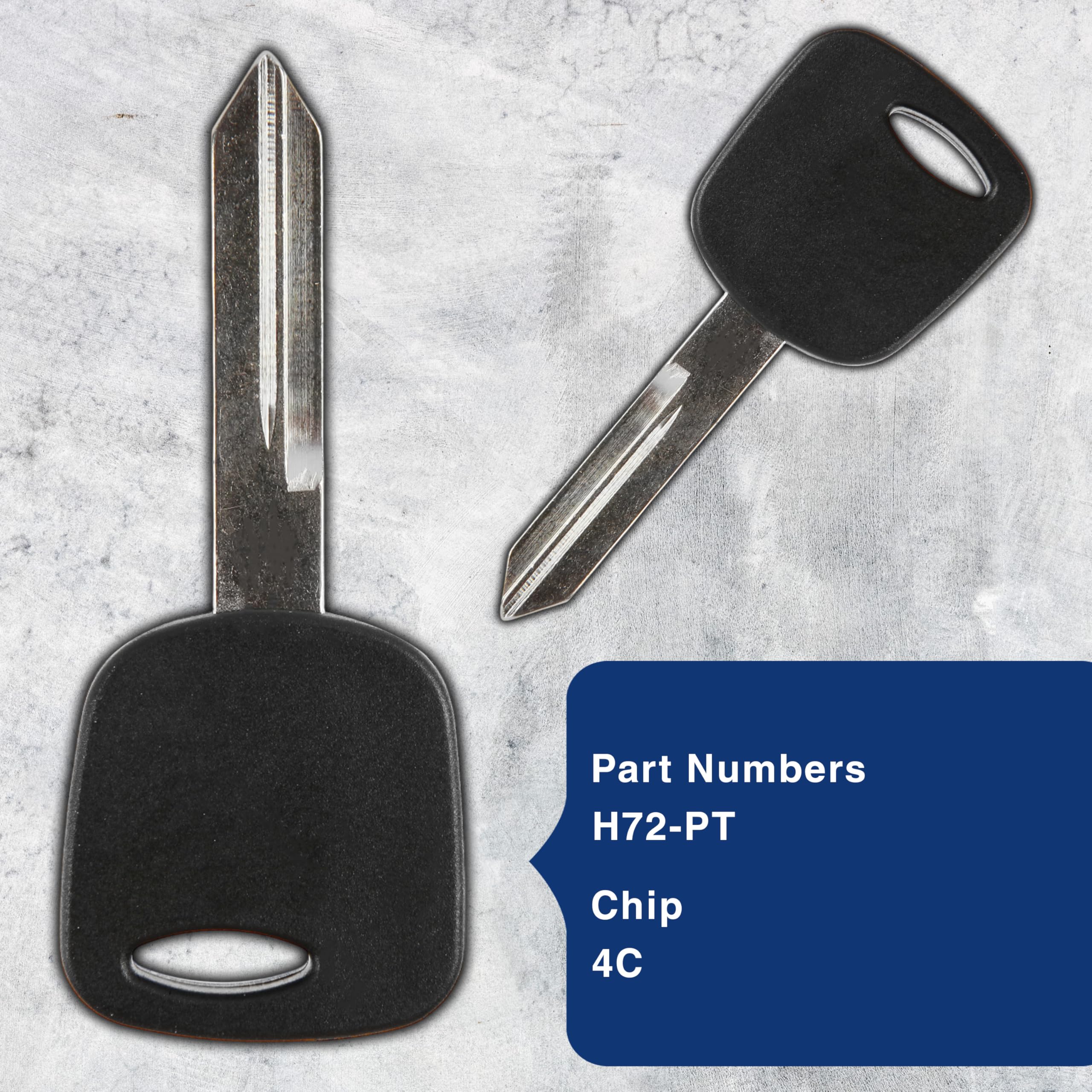 2 Keylessoption Replacement Ignition Chipped Key Transponder Compatible With Ford 4C H72