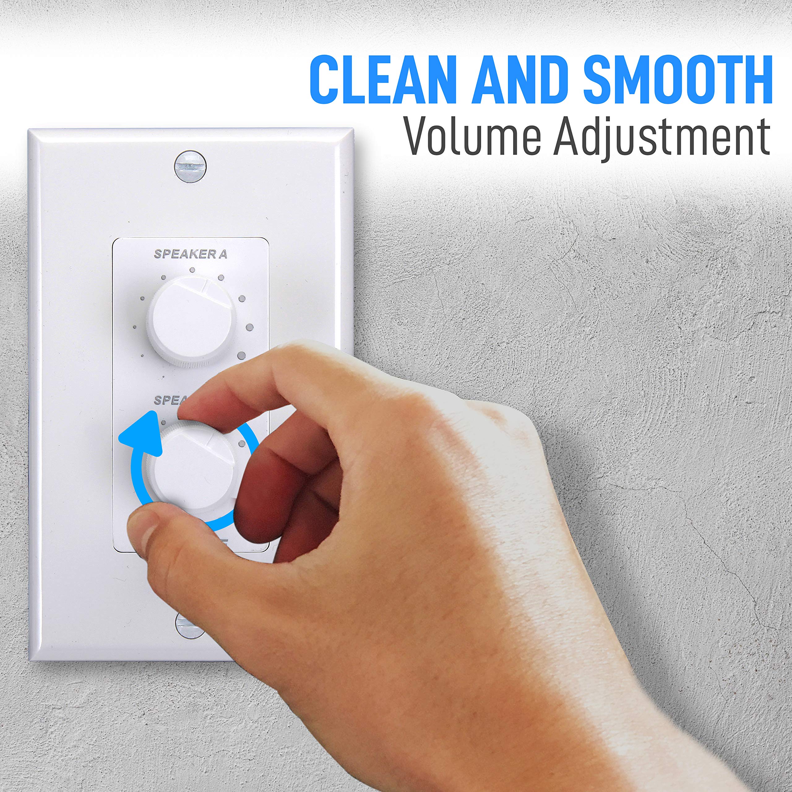 Pyle Home In-Wall Speakers, Dual Knob And Independent Volume Control Plate- 120W Load Handling, Dual Stereo Channel Control, Smo