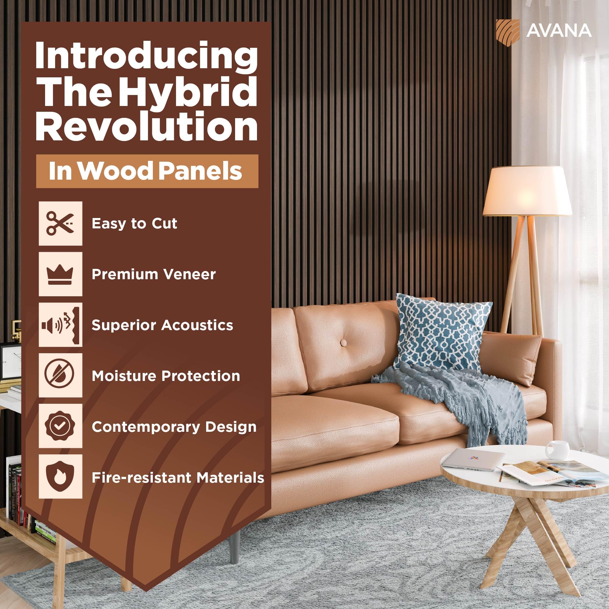 Avana Modern Acoustic Wood Wall Panels   94.4X12.6 Inch Dark Walnut Acoustic Panels 1 Pc   Wall Panels For Interior Wall Decor F