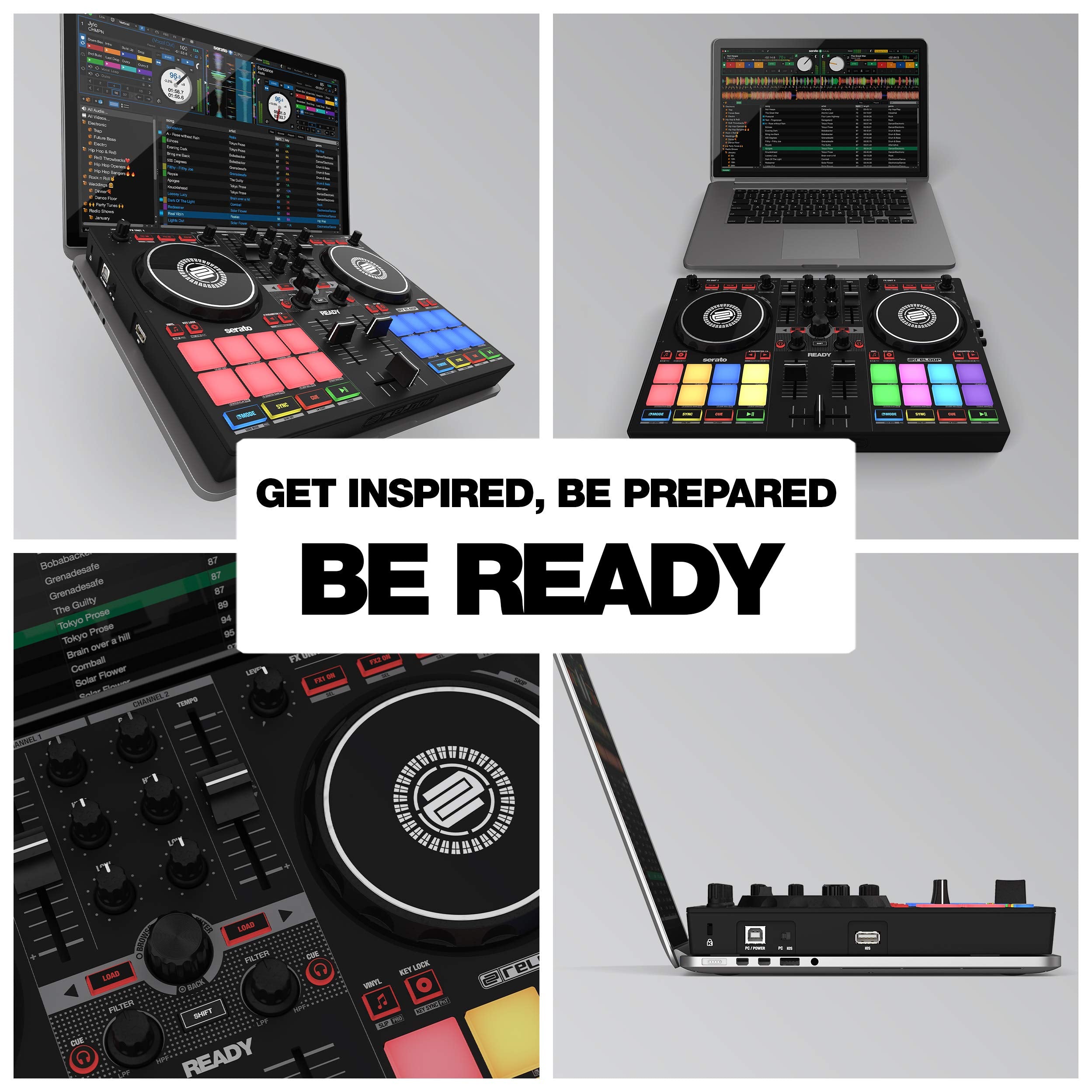 Reloop Compact Prep 2-Deck Dj Controller Designed For Serato Dj Lite (Included) & Dj Pro, Built-In Usb Audio Interface