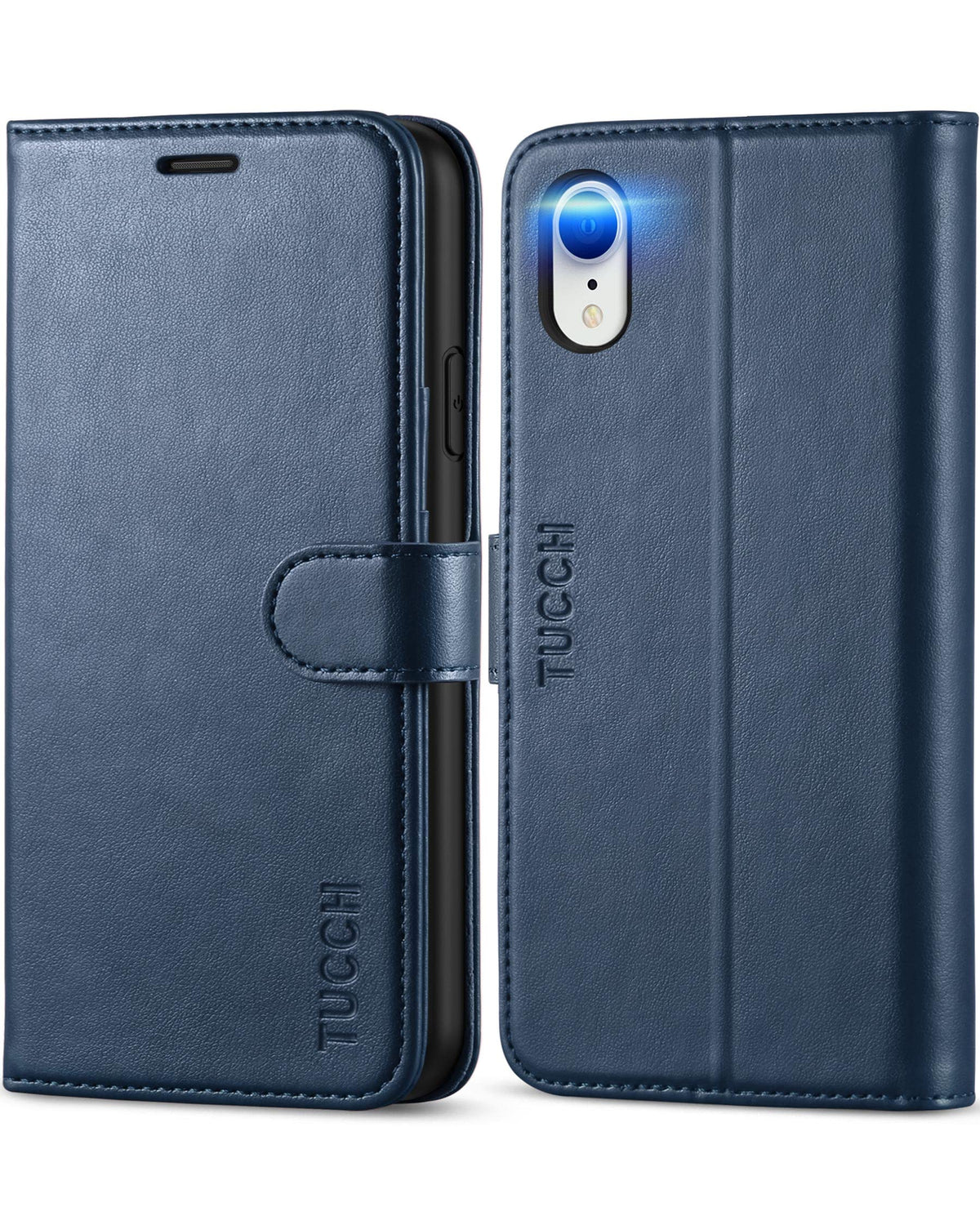 Tucch Iphone Xr Case, Iphone Xr Wallet Case, Pu Leather Flip Slim Cover With [Rfid Blocking] Card Slot, Stand Holder [Wireless C