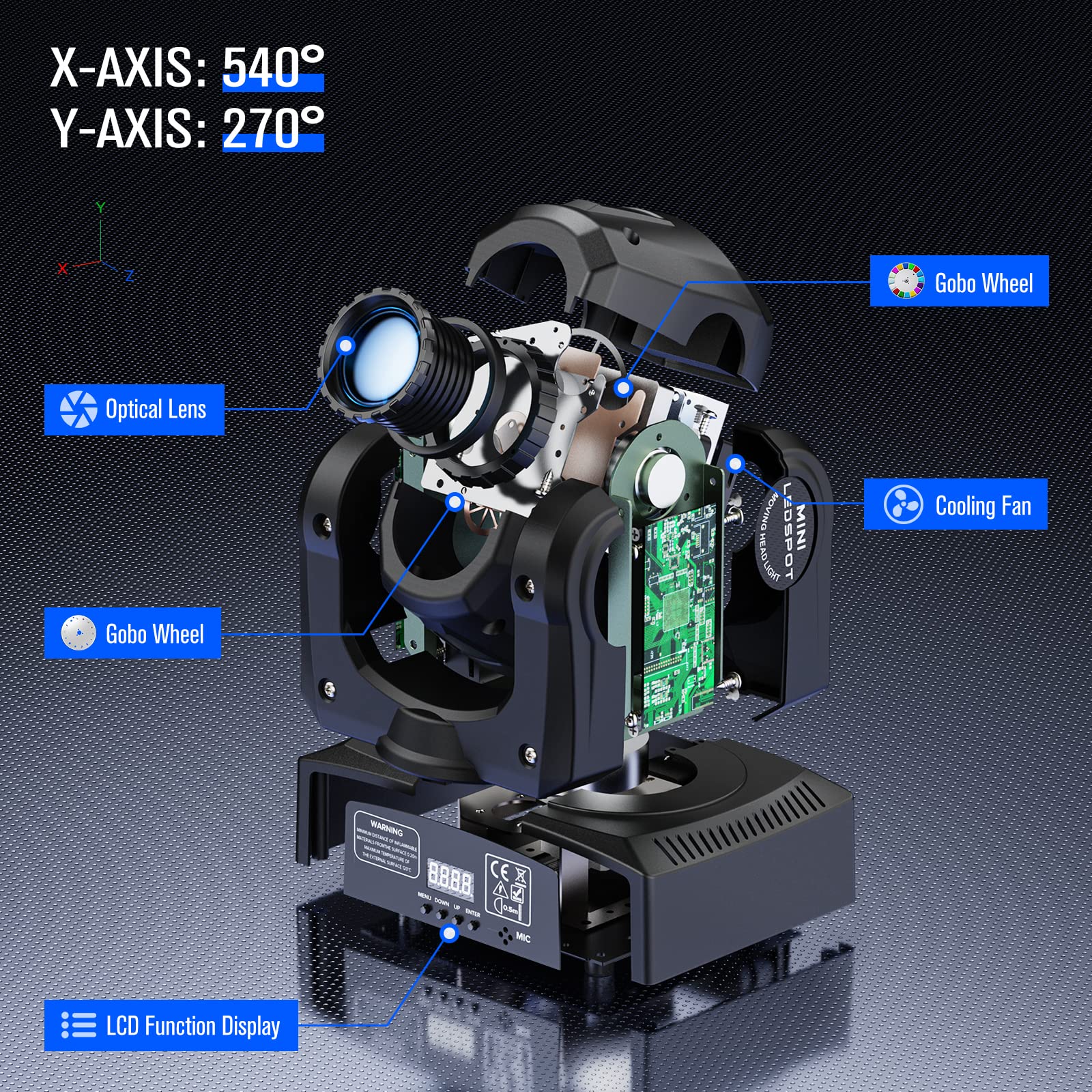 Moving Head Dj Lights, Uking 50W Led Moving Head Light With 7 Gobos 7 Colors And Open White Beam Spotlight By Dmx And Sound Act