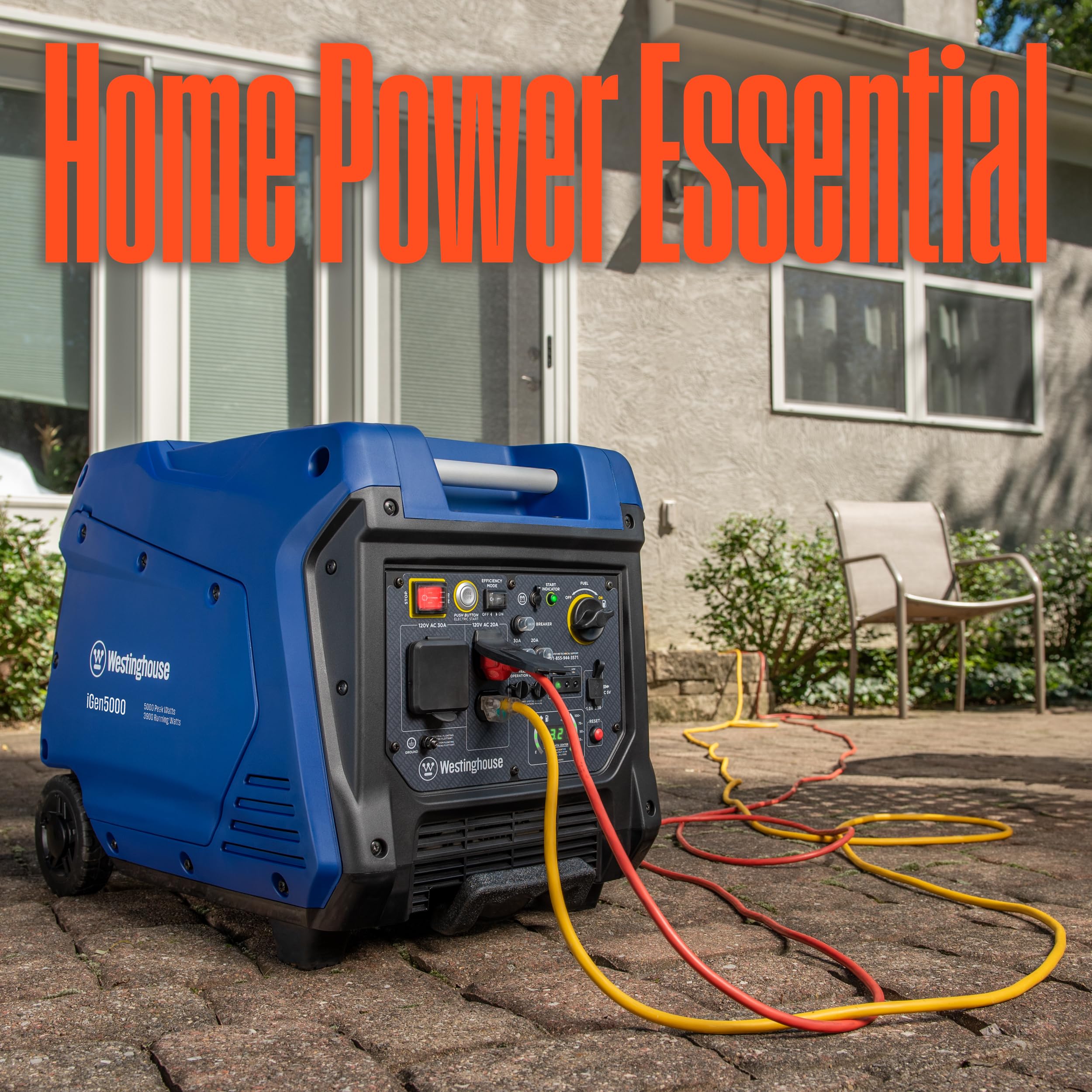 Westinghouse 5000 Peak Watt Super Quiet Portable Inverter Generator, Remote Electric Start With Auto Choke, Wheel & Handle Kit,
