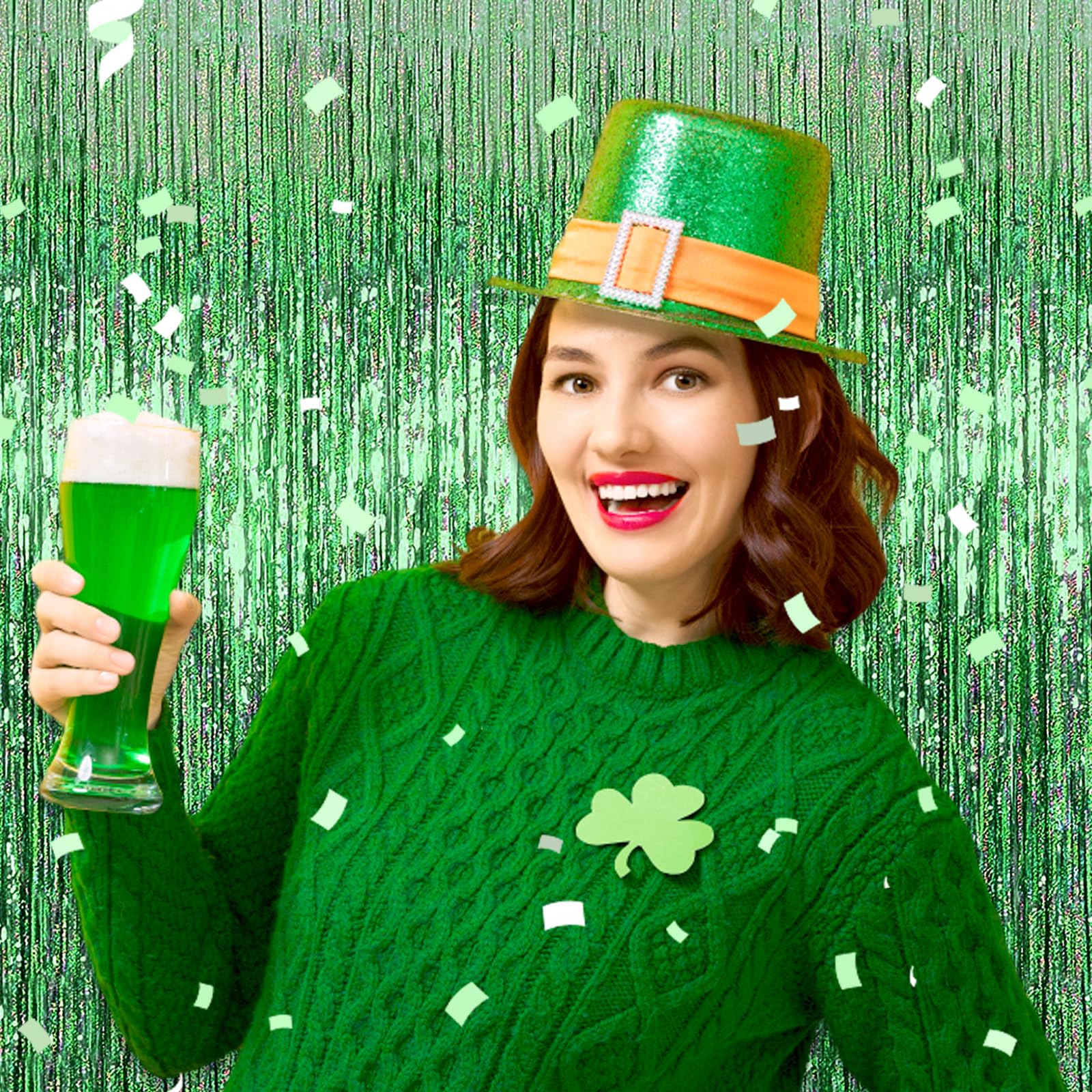 3 Pack Light Green Foil Fringe Curtain Backdrop, 3.28Ft X 8.2Ft Metallic Tinsel Foil Fringe Streamer Curtains For Photo Booth, V