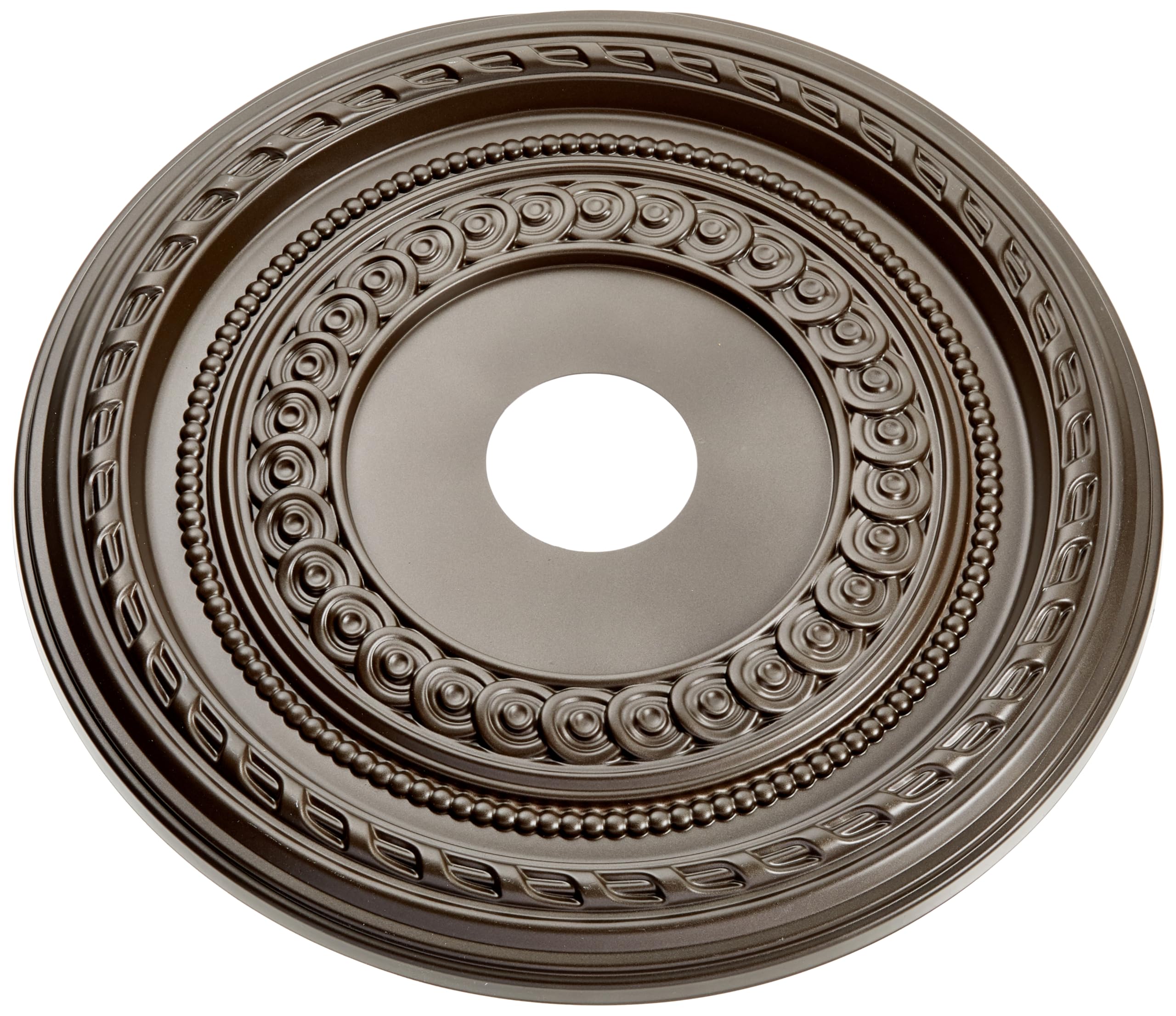 19Od X 3 1/2Id X 1P Cole Thermoformed Pvc Ceiling Medallion (Fits Canopies Up To 5 1/8), Bright Coat Dark Bronze