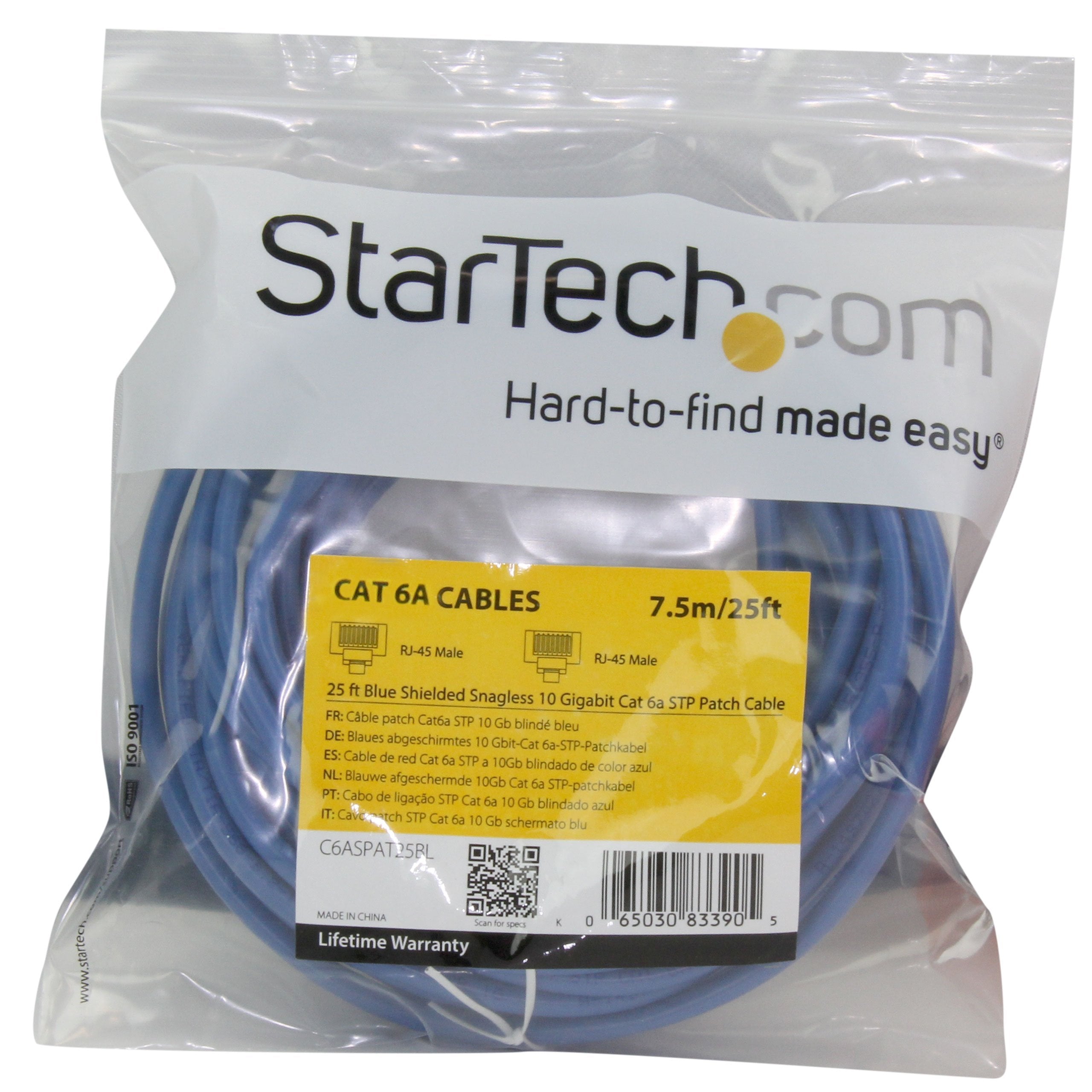 Startech.Com 25Ft Cat6A Ethernet Cable   10 Gigabit Shielded Snagless Rj45 100W Poe Patch Cord   10Gbe Stp Network Cable W/Strai