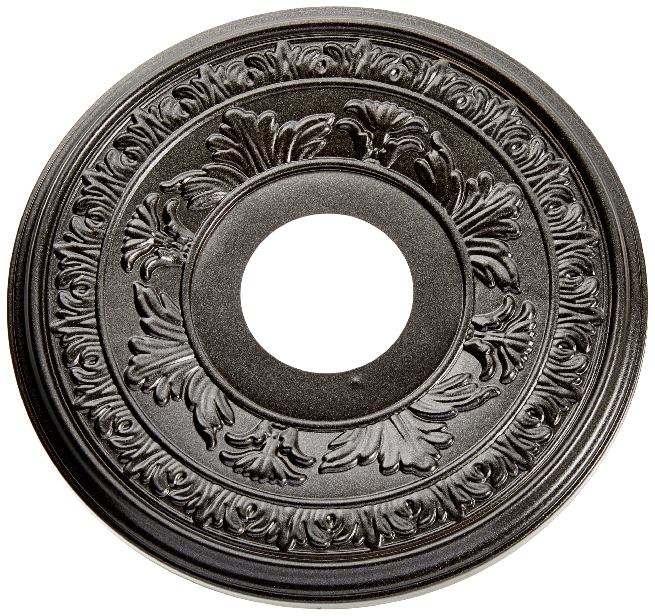 Ekena Millwork 13OD x 3 1/2ID x 3/4P Baltimore Thermoformed PVC Ceiling Medallion (Fits Canopies up to 5 1/4), Metallic Black Ni