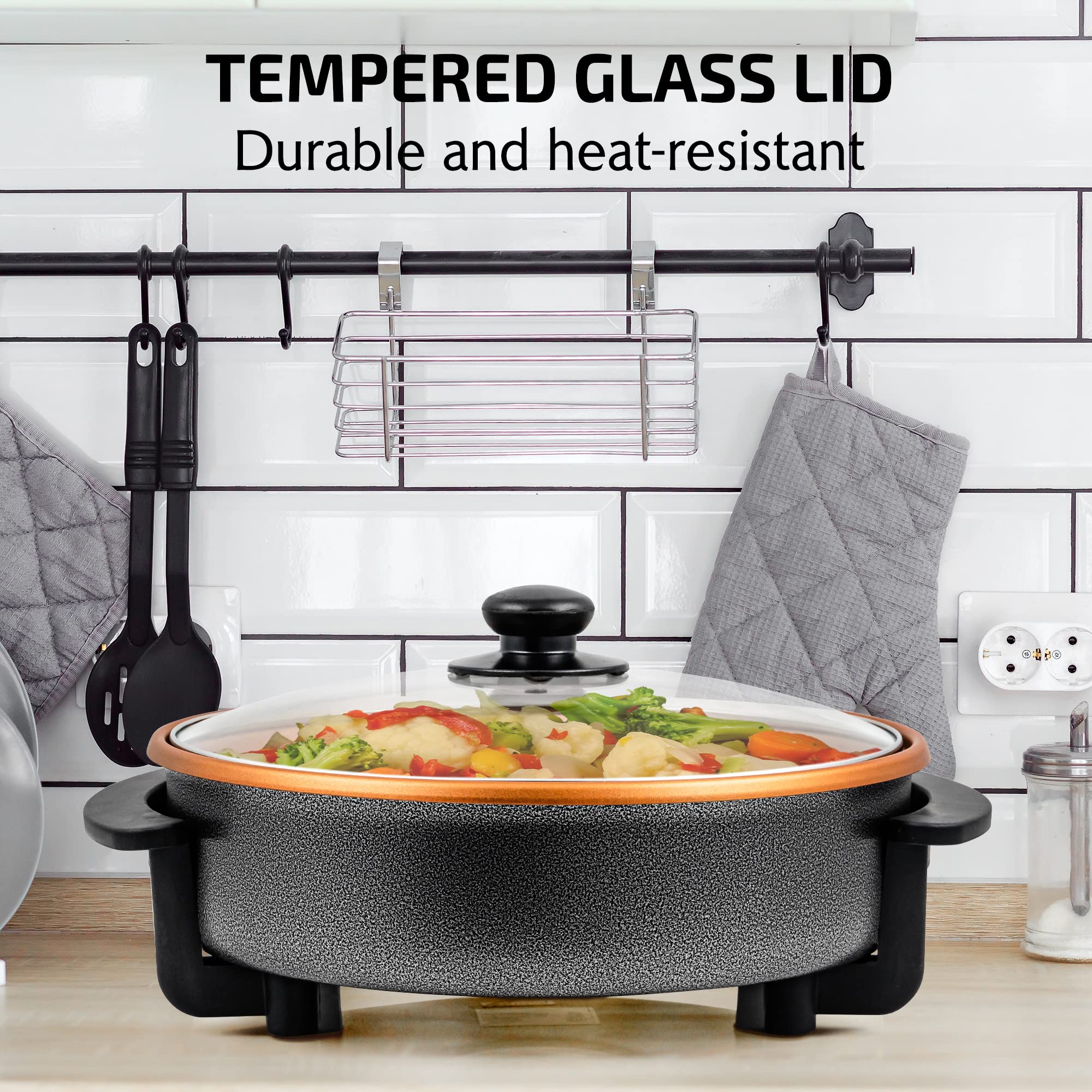 12 Inch Electric Skillet and Frying Pan - Thumbnail 4