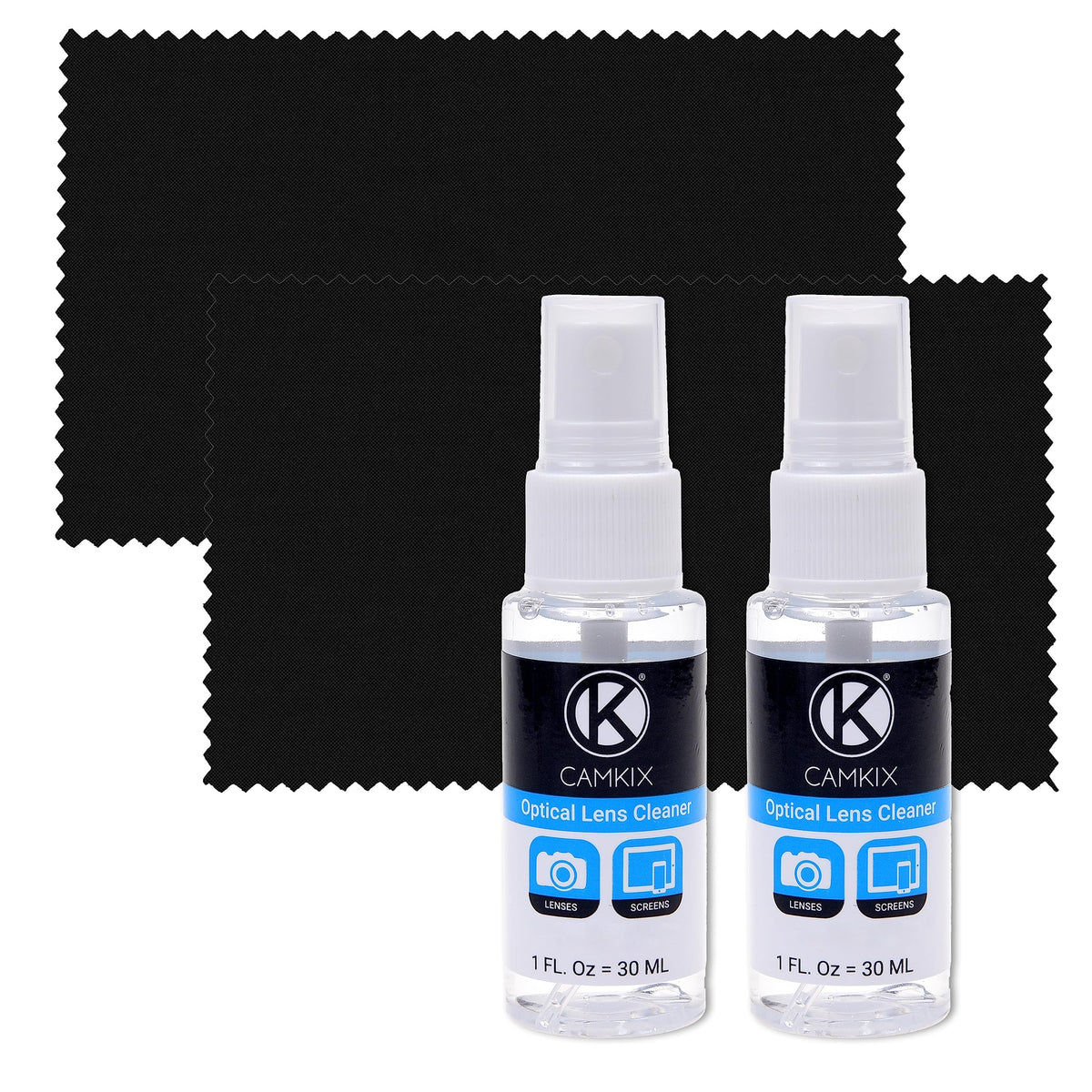 Camkix Lens & Screen Cleaning Kit (D0036-Lcs-2Pc) - Includes 2X Cleaning Spray, 2X Microfiber Cloths, 50X Wet Tissues - Safe For