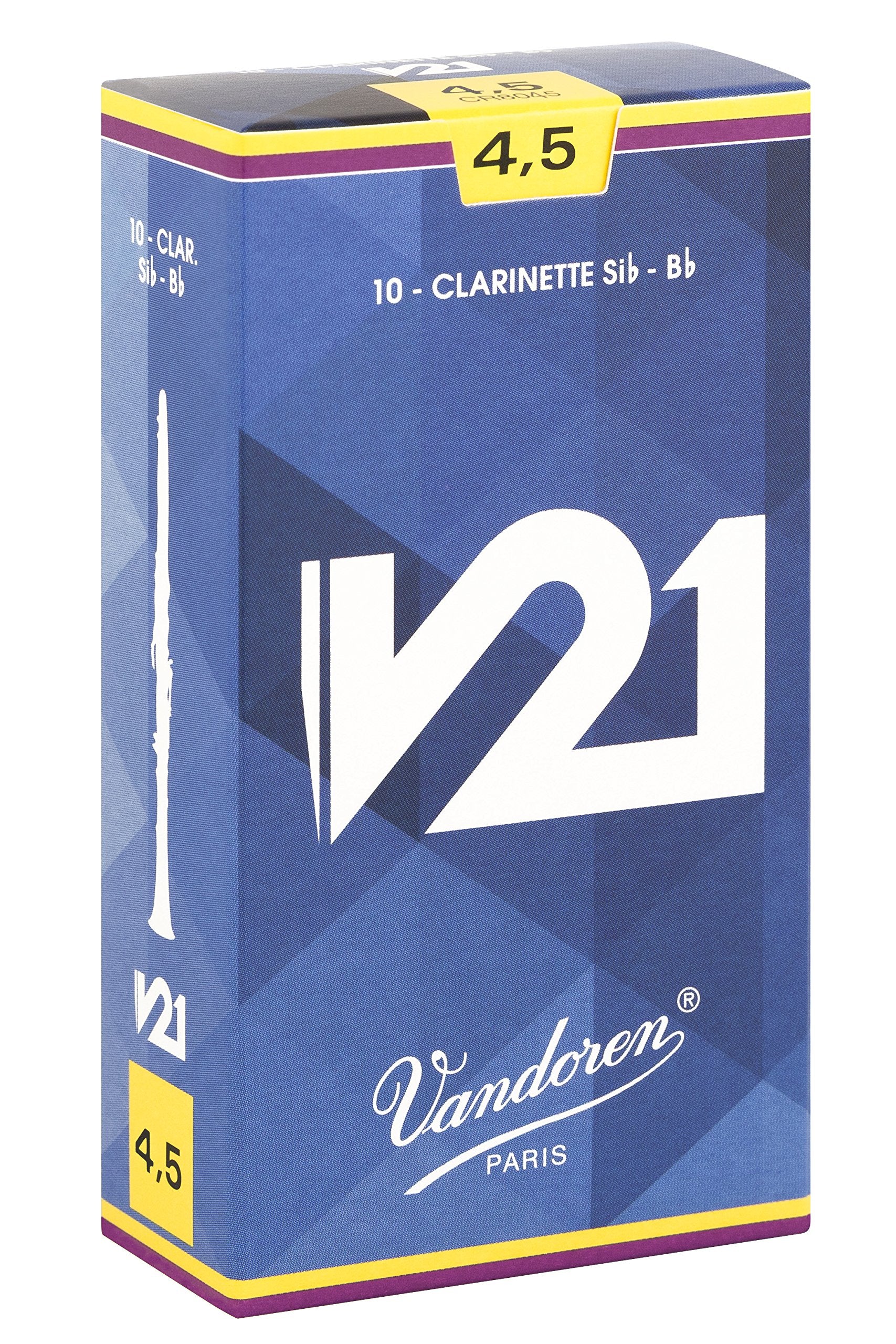 Vandoren Cr8045 Bb Clarinet V21 Reeds Strength 4.5; Box Of 10