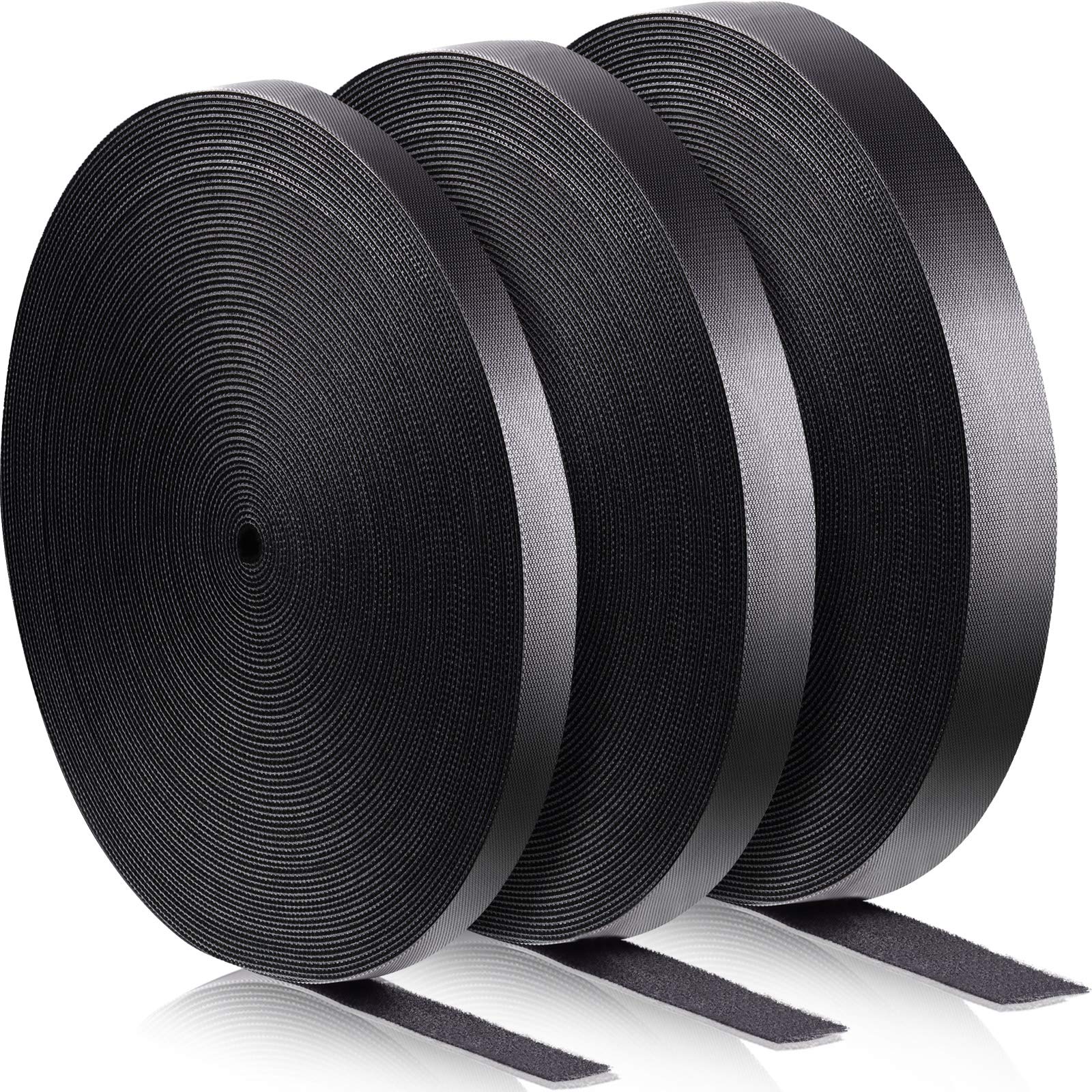 3 Rolls Fastening Tape Cable Ties Reusable Fastening Nylon Tape 1 Inch 1/2 Inch 3/4 Inch Double Side Hook Roll Hook And Loop Str