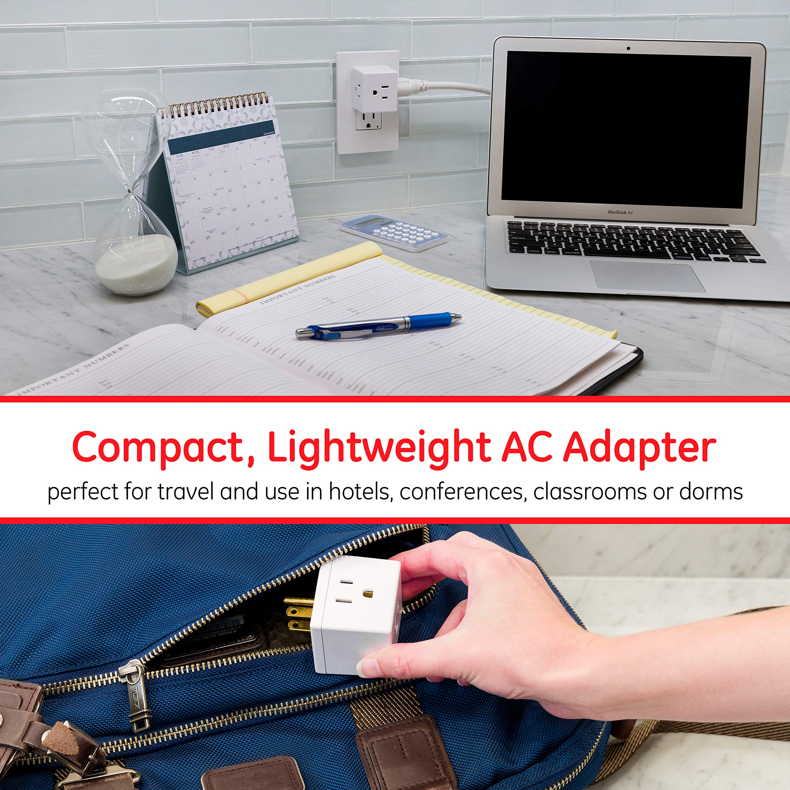 Ge 3 Outlet Extender, Grounded Wall Tap, Adapter Spaced, 3 Prong, Multiple Plug, Power Splitter, Cruise Essentials, Use For Home