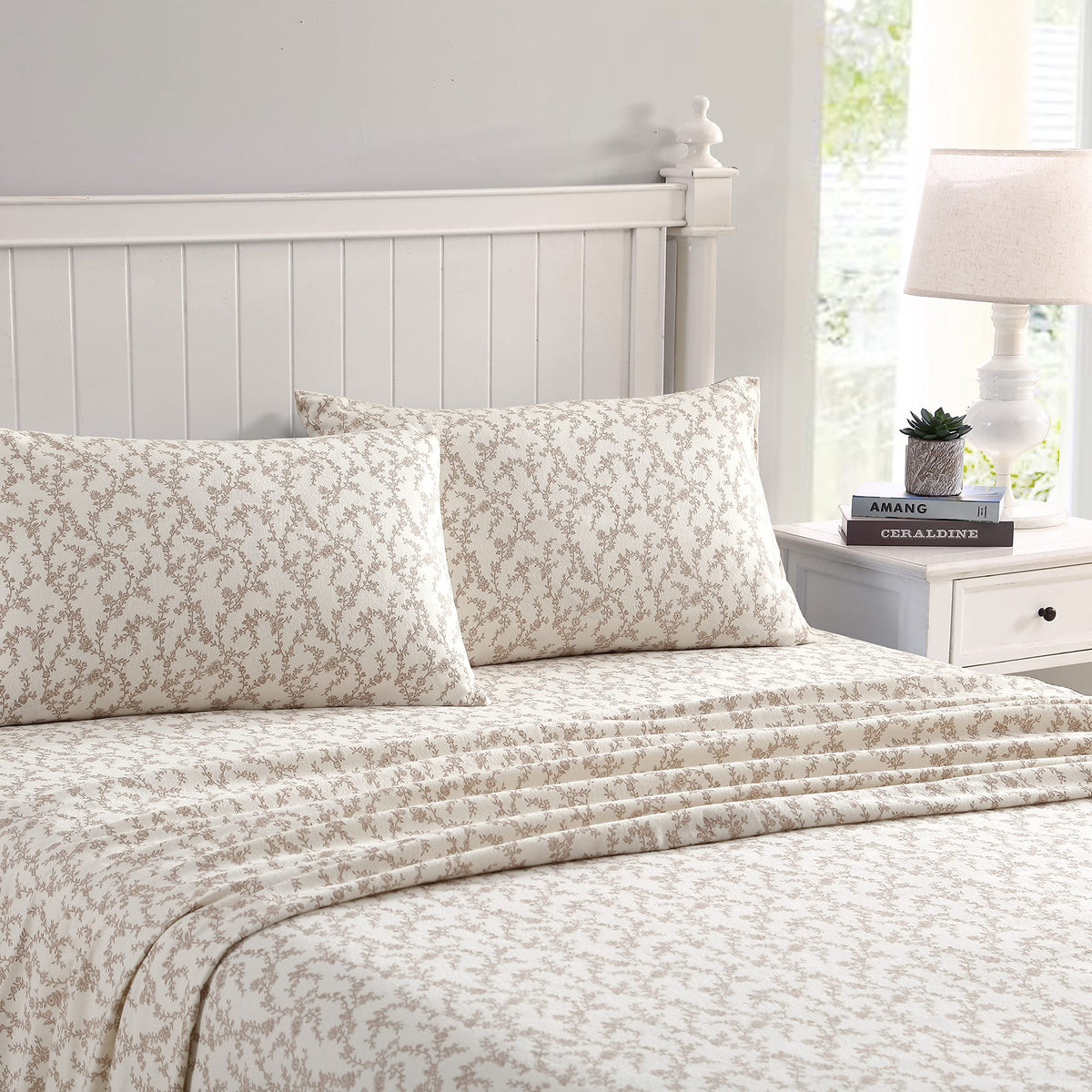 Laura Ashley Home   Twin Sheets, Cotton Flannel Bedding Set, Brushed For Extra Softness  Comfort (Victoria, Twin)