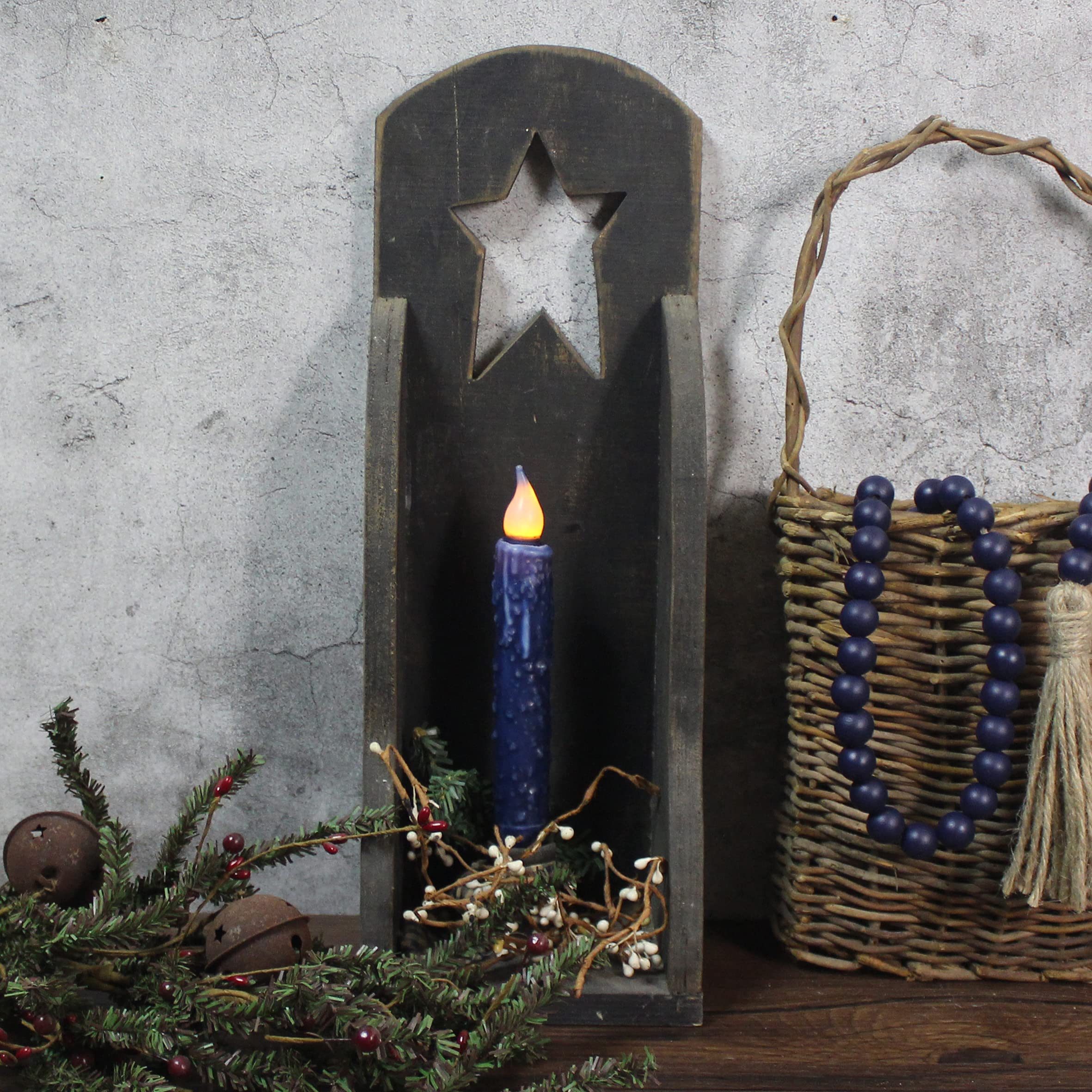 Cvhomedeco. Real Wax Hand Dipped Battery Operated Led Timer Taper Candles Rustic Primitive Flameless Lights Decor, 6 3/4 Inch, N