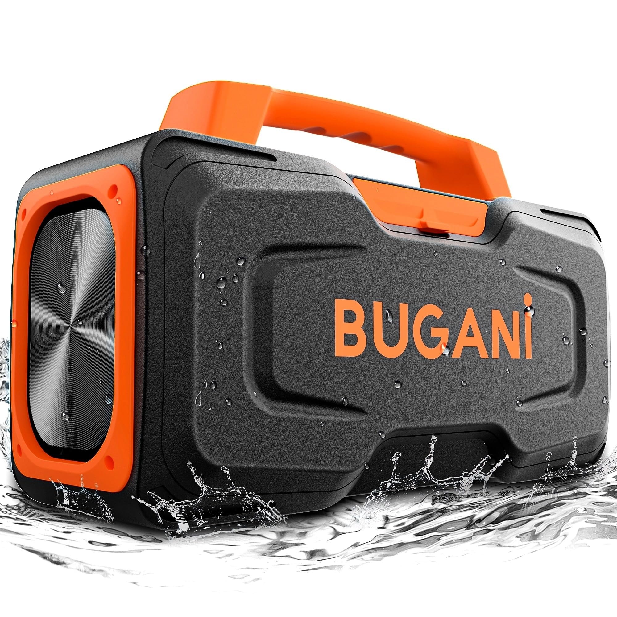 BUGANI Bluetooth Speaker - 80W Portable Wireless Speaker IPX7 Waterproof, 24H Playtime, Mic & AUX USB, Perfect for Parties & Poo