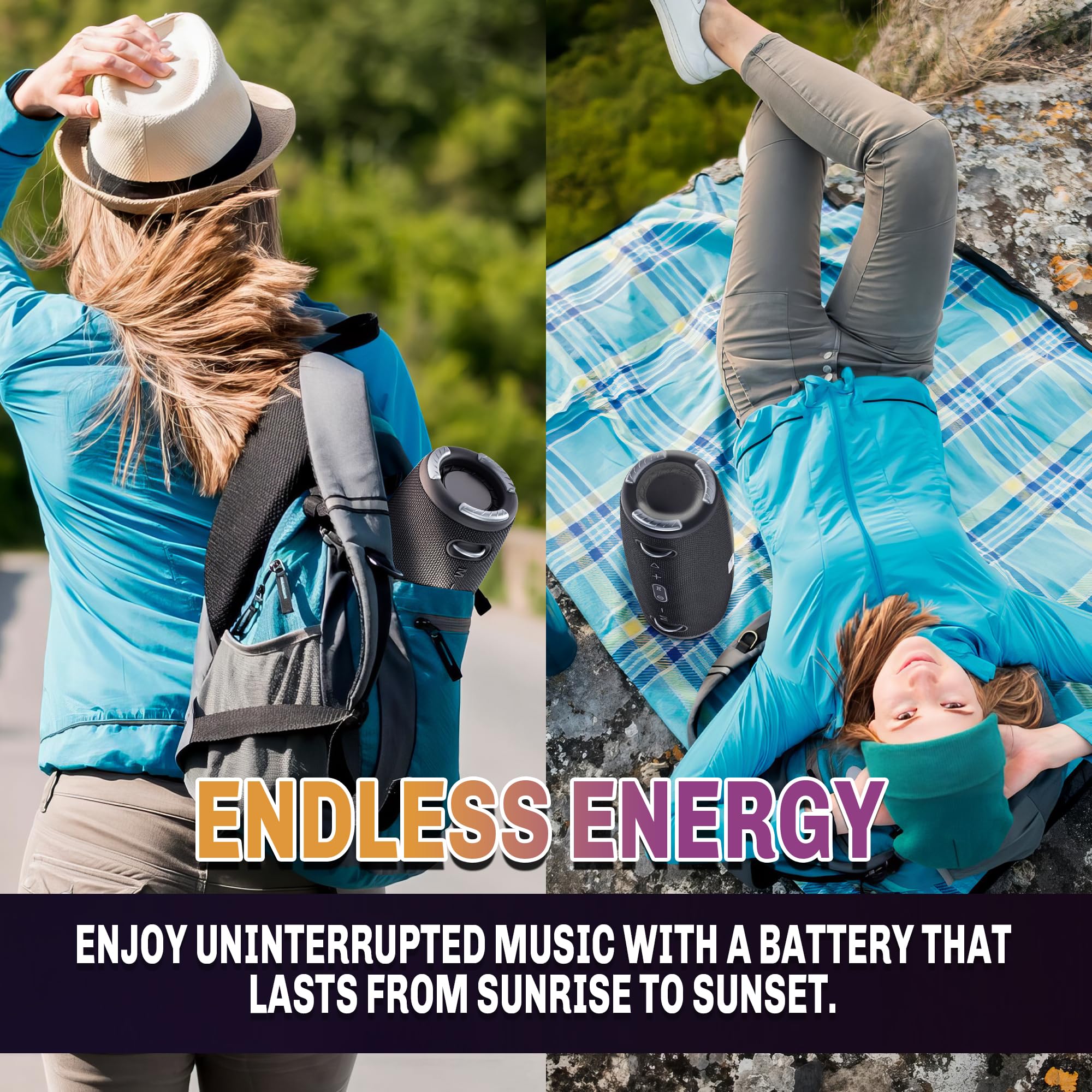 Santana By Carlos Santana Bluetooth Speaker  Effortlessly Portable True Wireless Stereo, Splash Proof Design, Up To 24 Hours Playtime, Dynamic Sound, Integrated Controls | Ligero | Black