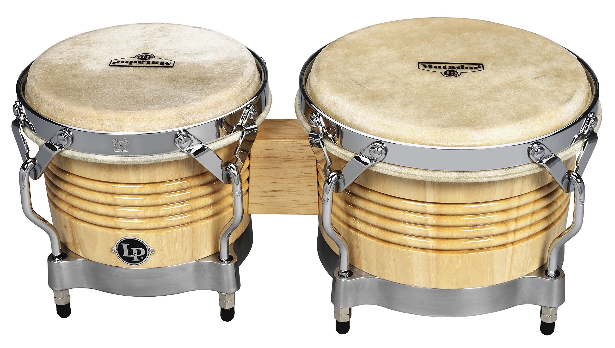 Latin Percussion M201-Awc Lp Matador Wood Bongos - Natural/Chrome 8.625-Inch