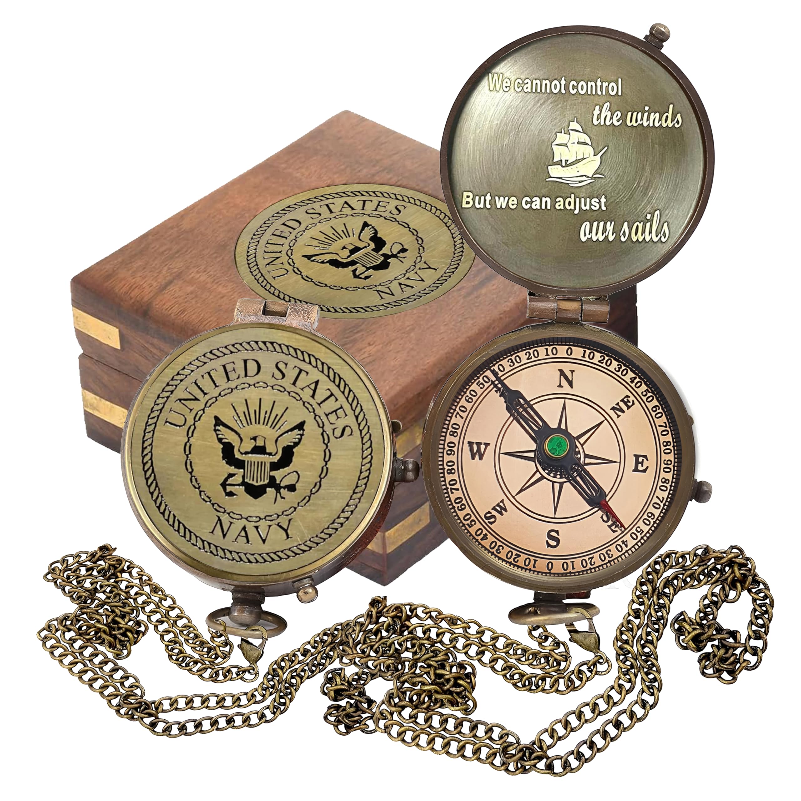 US Navy Military Gifts for Men Women - Personalized Retirement Compass for Son Mom Dad Family - Engraved United States Navy Gift