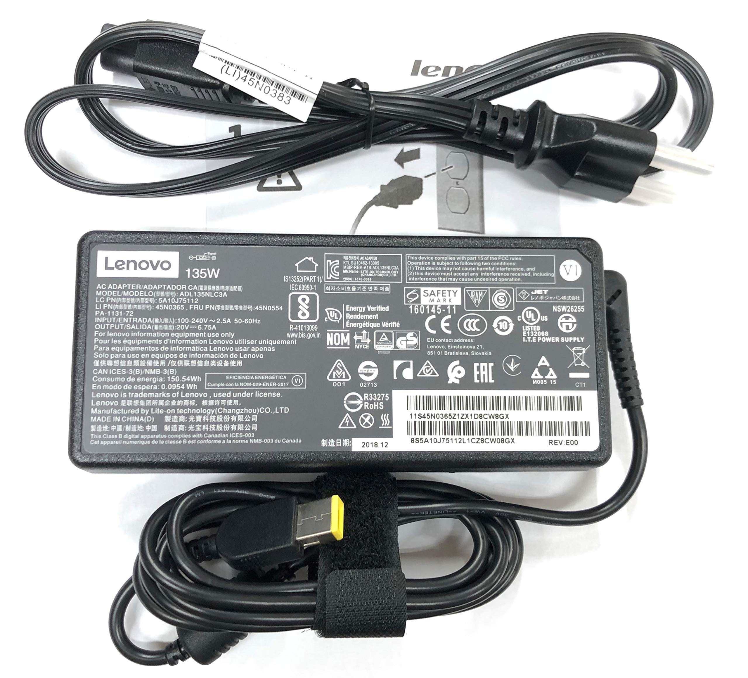 Lenovo ADL135NLC3A 135w 20v Dc 3p Ac Adapter Pwr Spare Prod Ssl Warranty