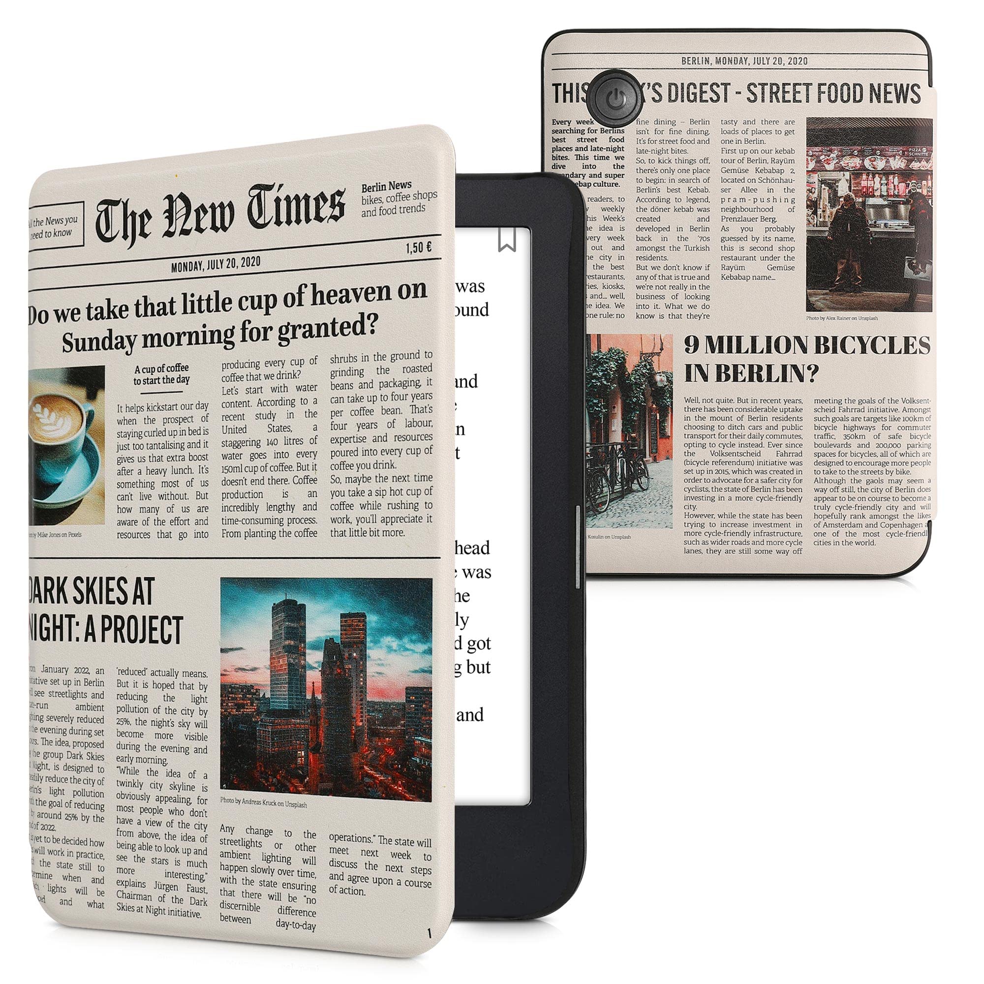 Kwmobile Case Compatible With Kobo Clara 2E / Tolino Shine 4 Case   Ereader Cover   Front Page Multicolor/Black/Sand