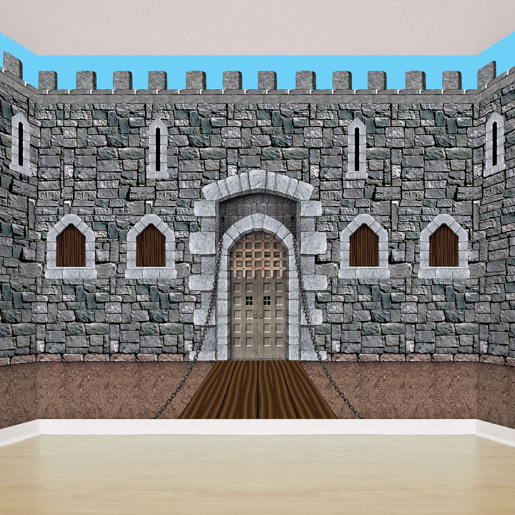 Beistle Stone & Dirt Floor Wall Backdrops, 4 X 30, Pack Of 2   Medieval Party Decorations, Medieval Decor Background, Easy To Ad