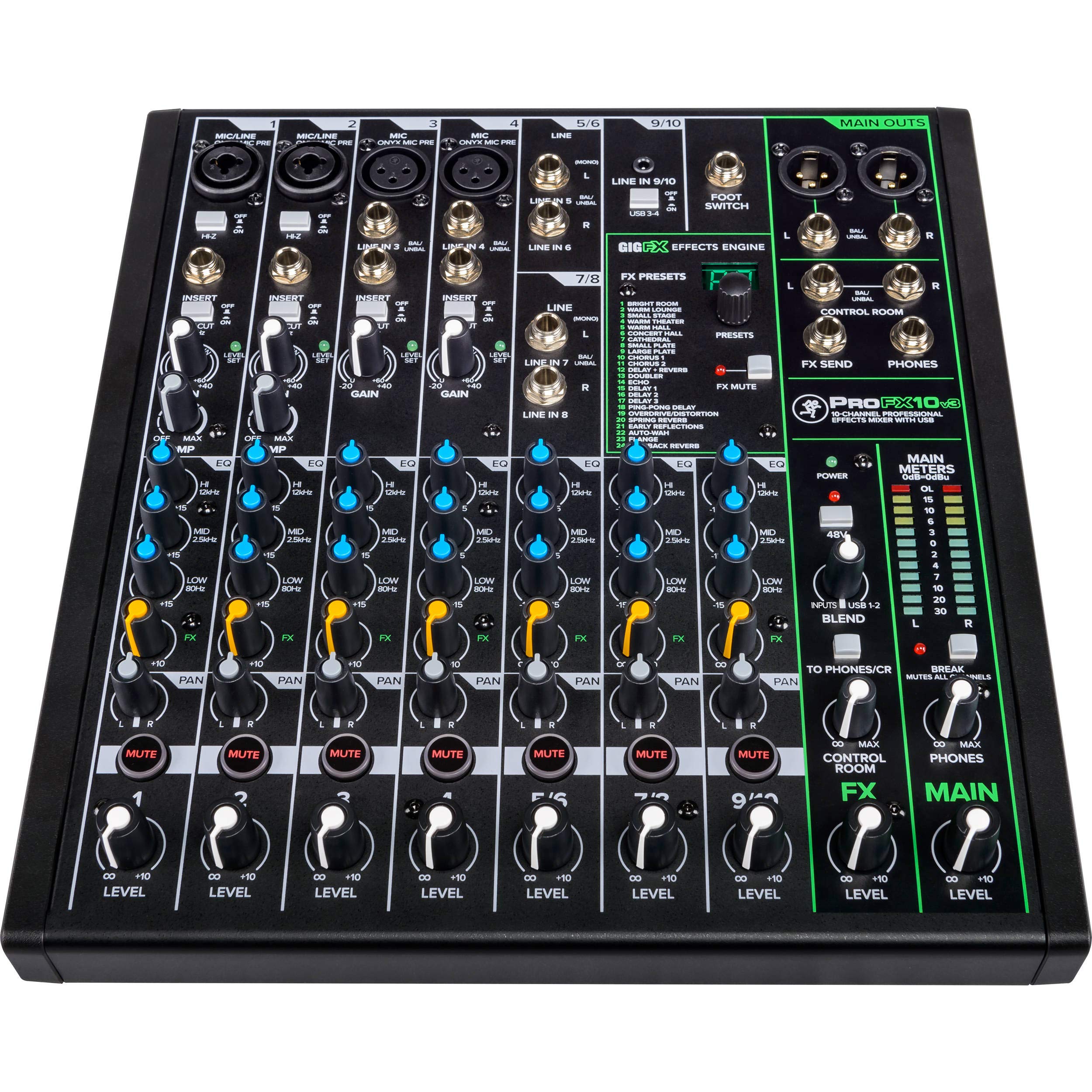 Mackie Profx10V3 10-Channel Professional Analog Mixer With Usb, Onyx Mic Preamps And Gigfx Effects Engine
