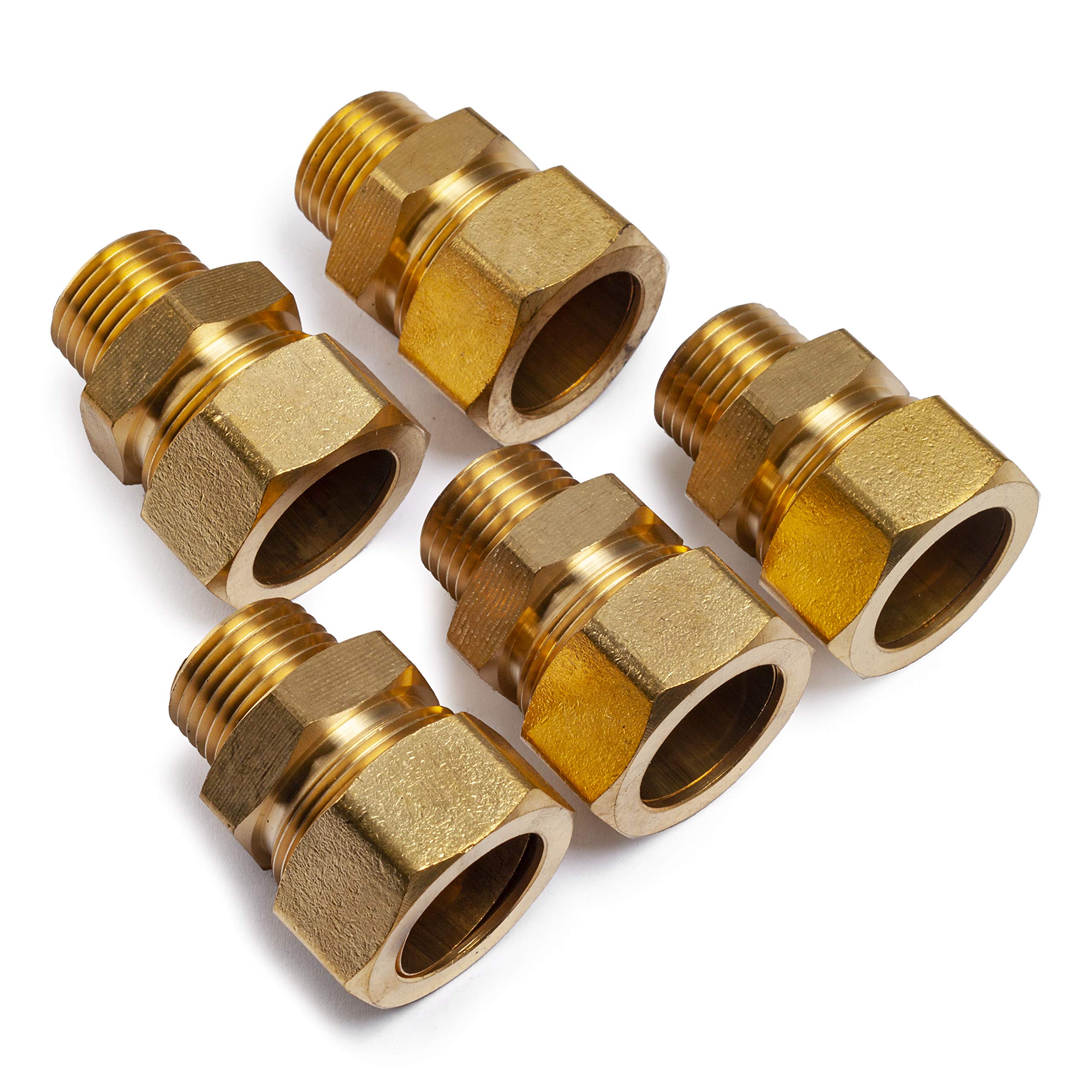 Ltwfitting Brass 7/8-Inch Od X 1/2-Inch Male Npt Compression Connector Fitting(Pack Of 5)