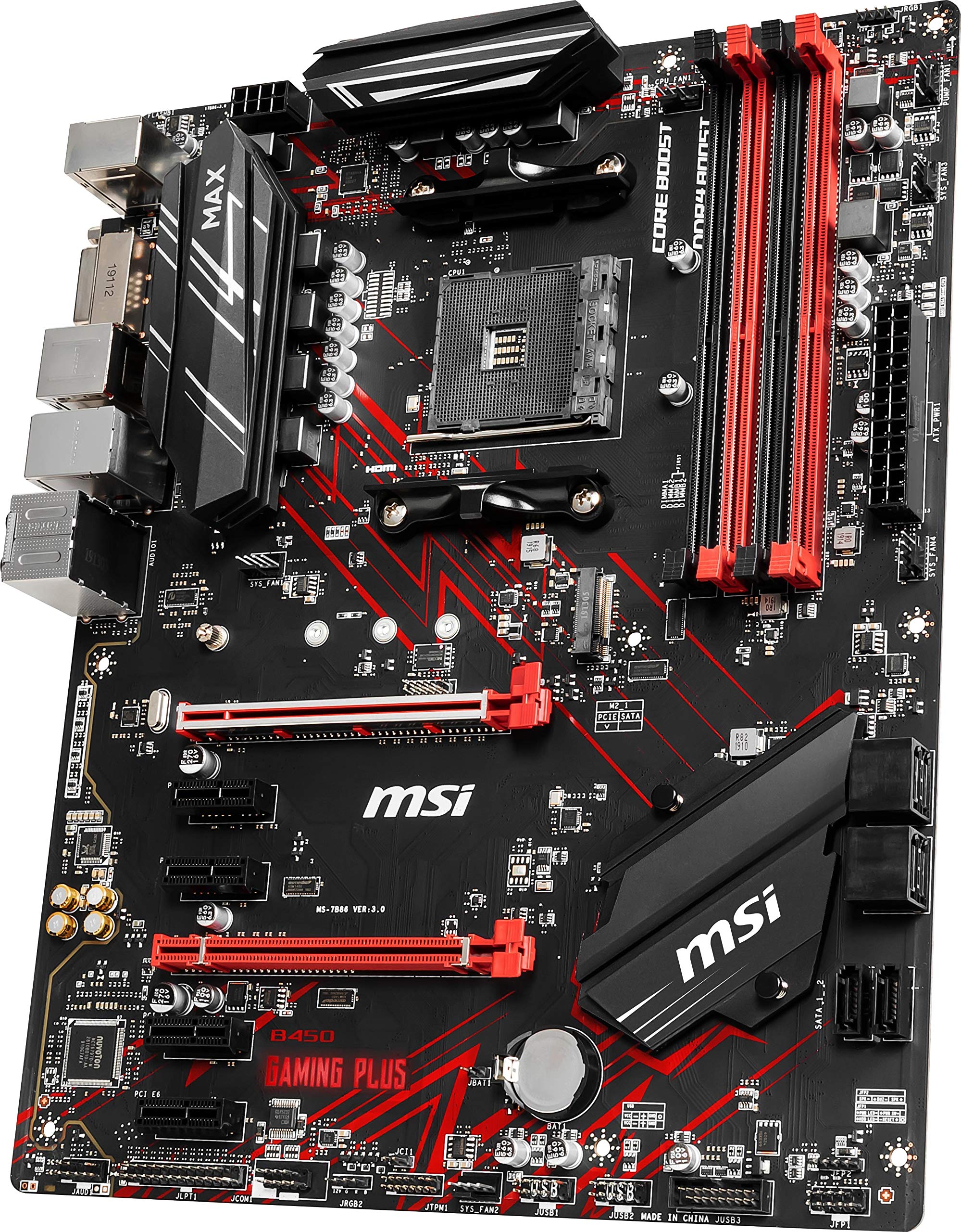 Msi Performance Gaming Amd Ryzen 2Nd And 3Rd Gen Am4 M.2 Usb 3 Ddr4 Dvi Hdmi Crossfire Atx Motherboard (B450 Gaming Plus Max)