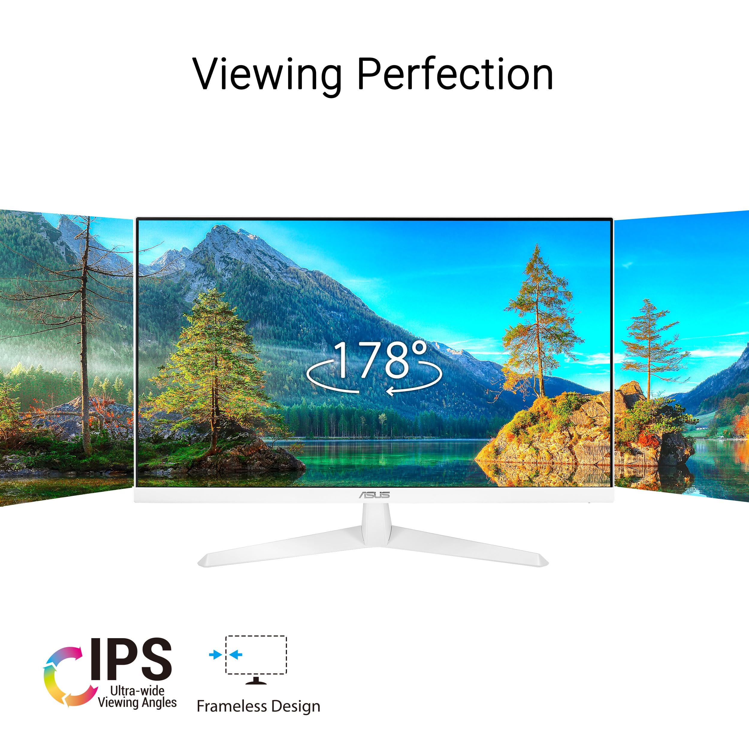 Asus 27    1080P Eye Care Monitor (Vy279Hf W)   Fhd, Ips, 100Hz, 1Ms, Adaptive Sync, For Working And Gaming, Eye Care Plus Techn