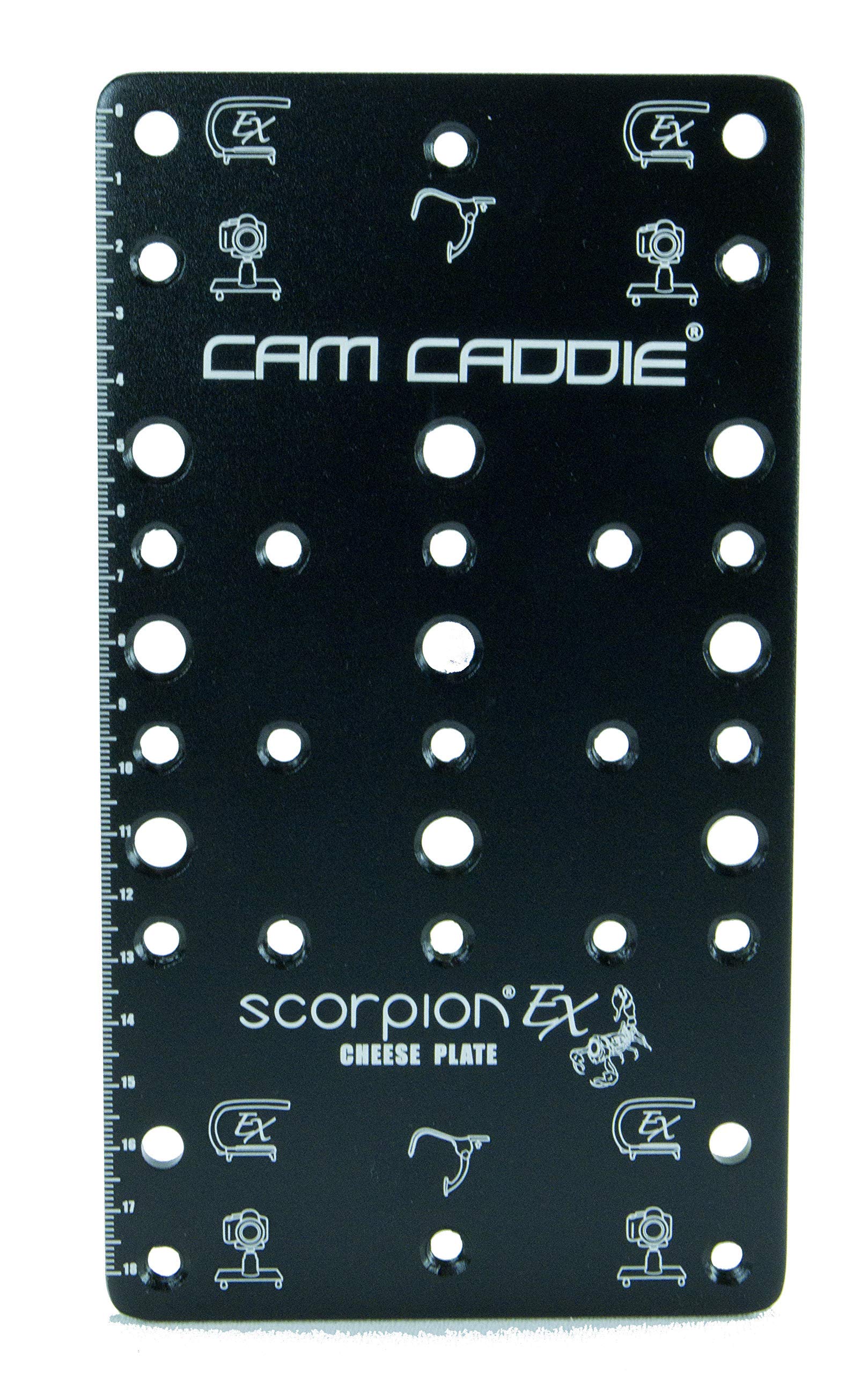 Cam Caddie Scorpion Ex Photo Video Cheese Plate / Tripod Mount With (21) �� 20 And (9) 3/8' 16 Threaded Holes � Heavy Duty Aluminum Anodized Flat Black